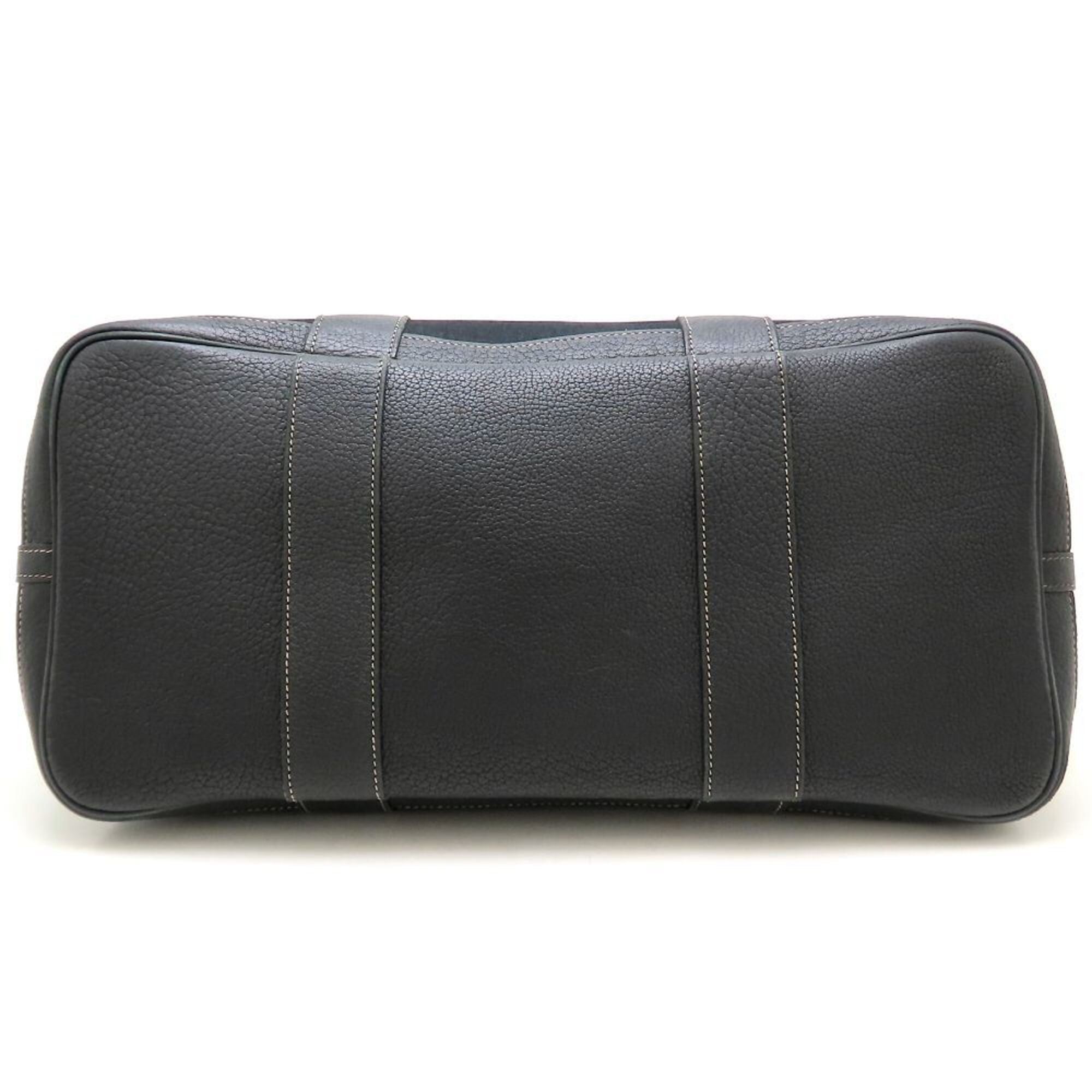 Hermes Black Toile Officier Buffalo Leather Handbag (Pre-Owned)