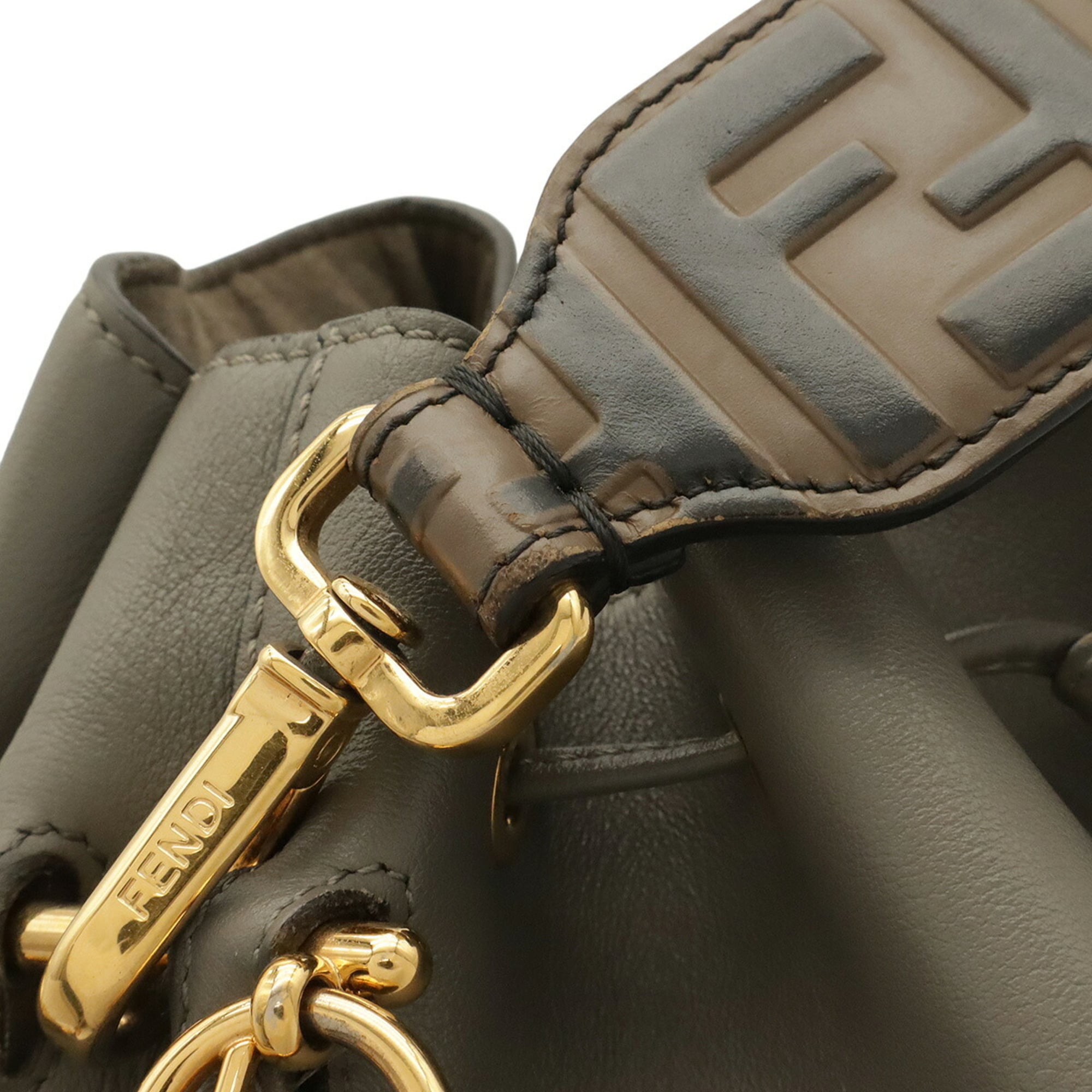 Fendi Brown Gray Leather Handbag Shoulder Bag (Pre-Owned)
