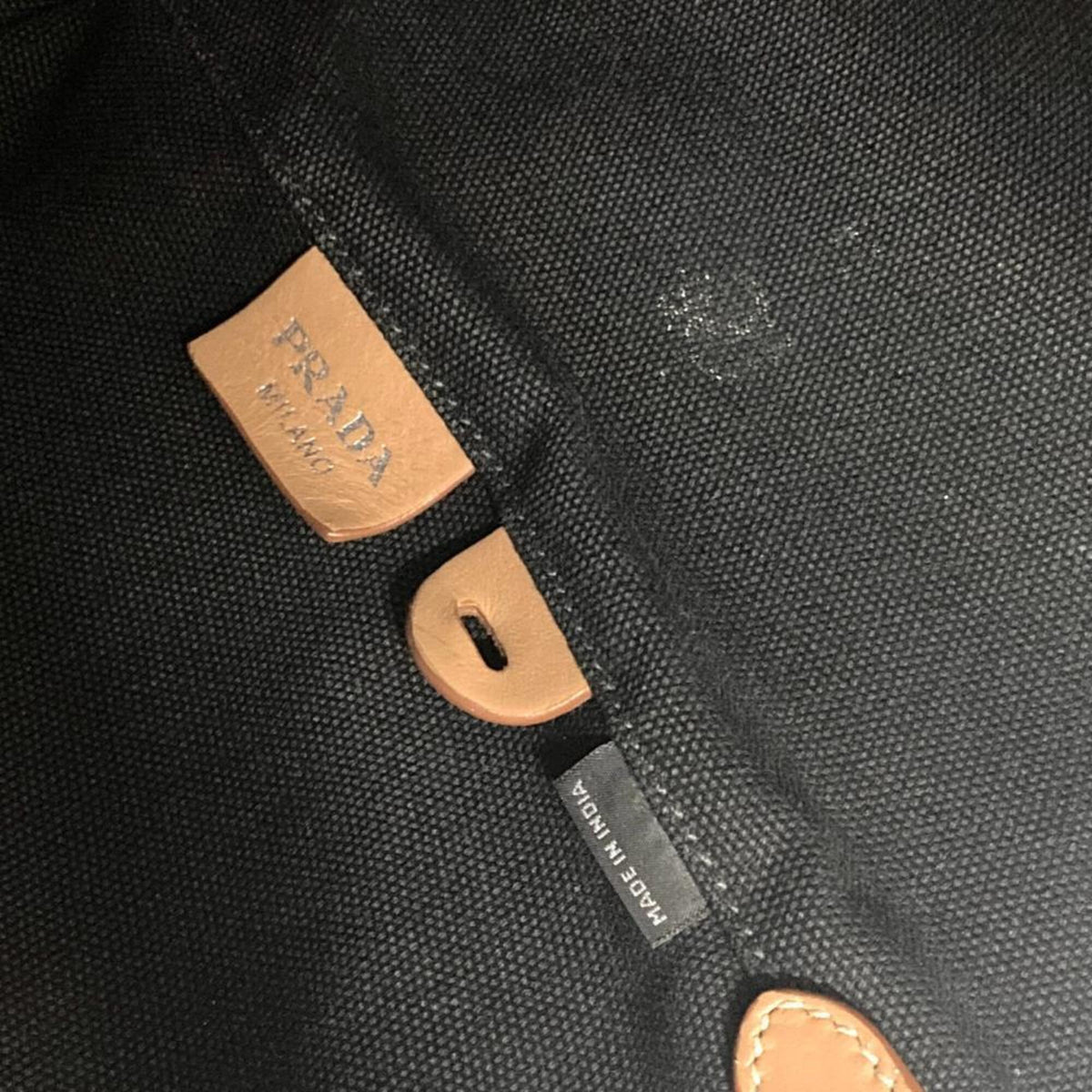 Prada Canapa Black Canvas Pouch Shoulder Bag Tote Bag (Pre-Owned)