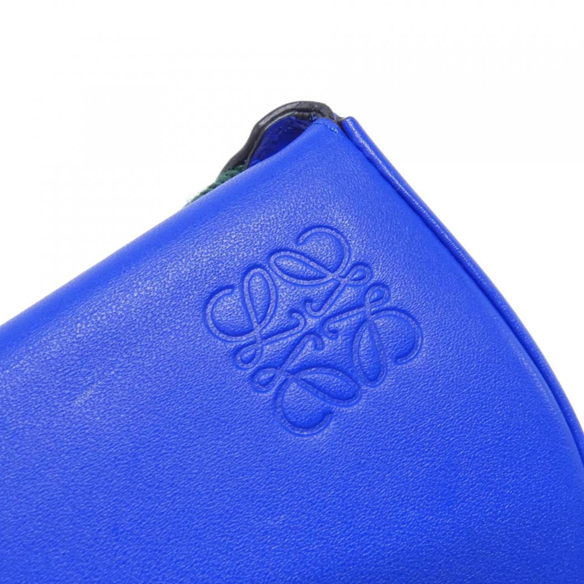 Loewe Blue Leather Handbag Pouch Shoulder Bag (Pre-Owned)