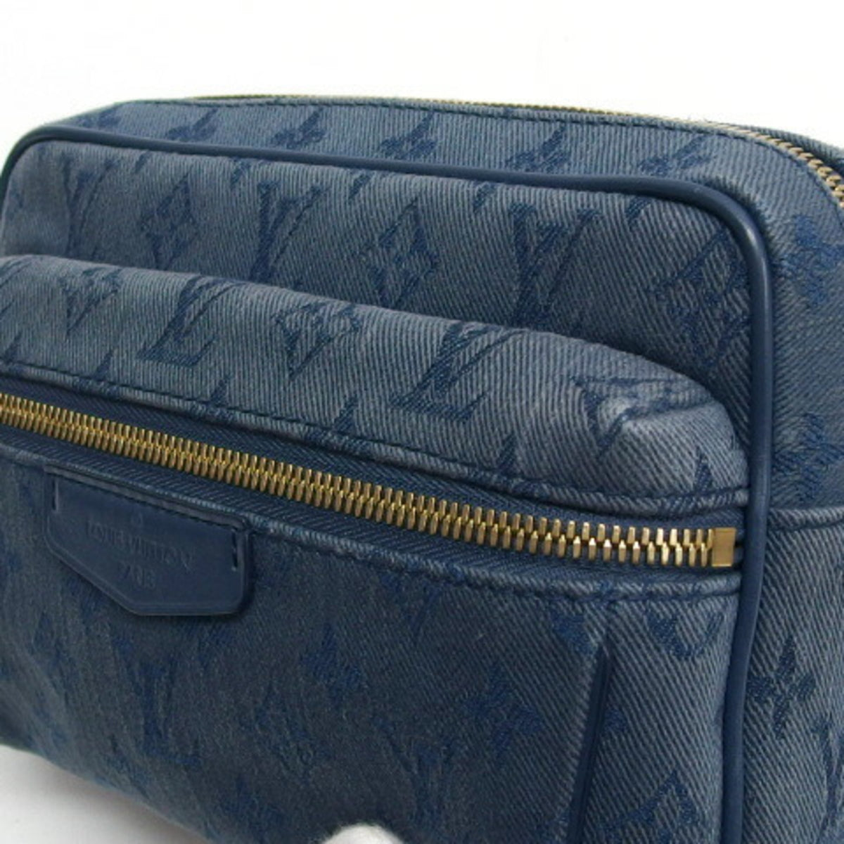 Louis Vuitton Monogram Denim Dark Brown Denim Leather Shoulder Bag (Pre-Owned)