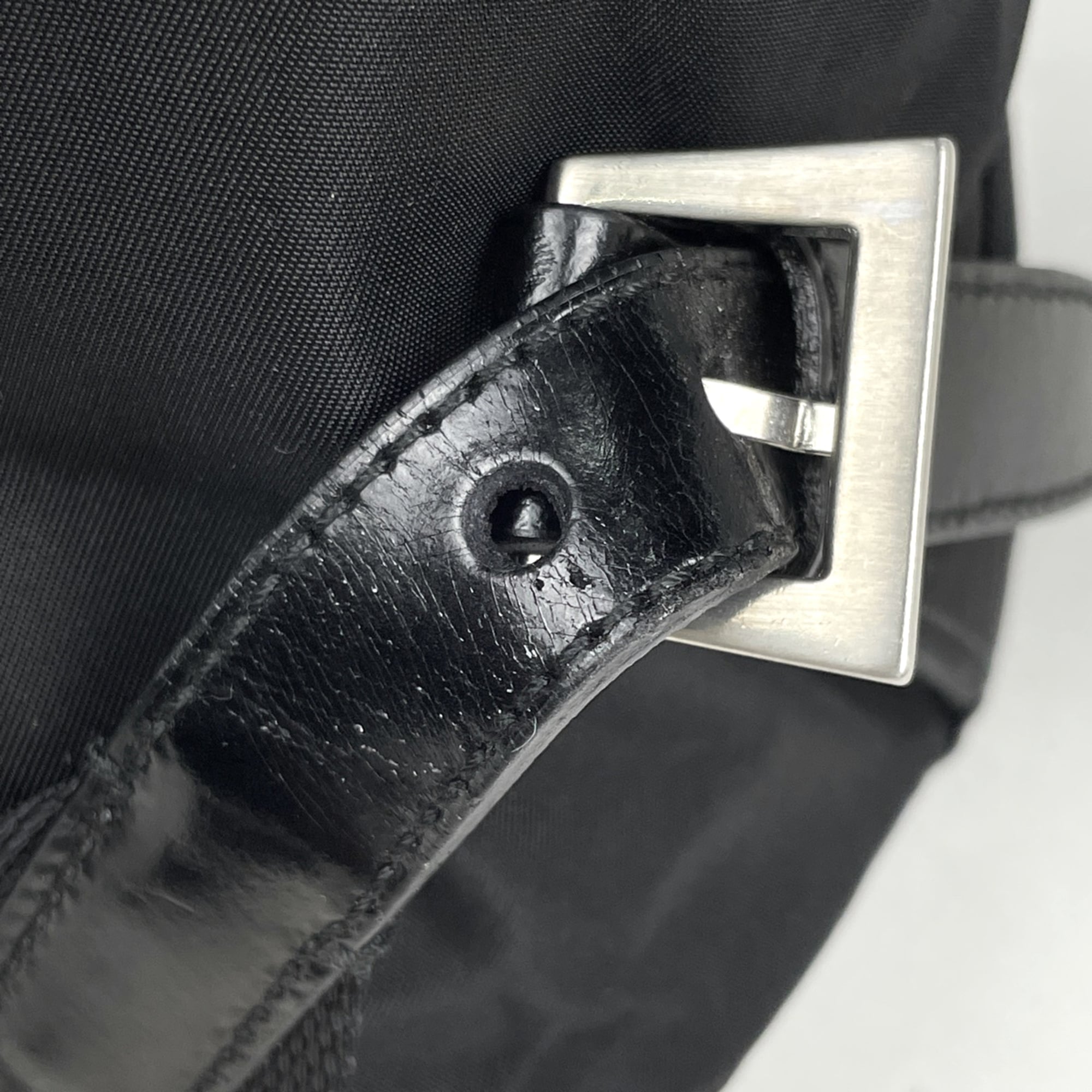Prada Black Nylon Leather Backpack (Pre-Owned)