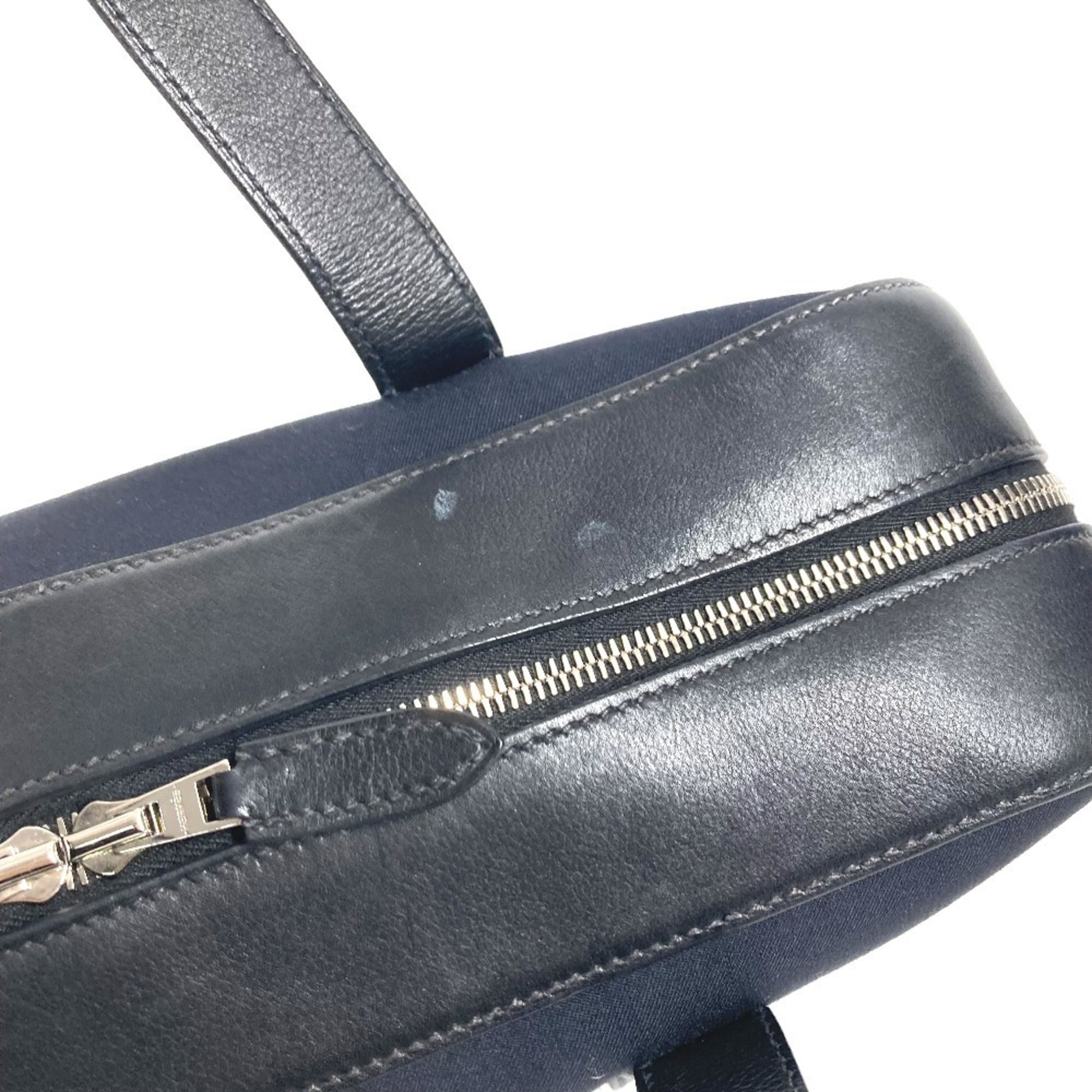 Hermes Black Canvas Leather Briefcase Handbag Tote Bag (Pre-Owned)