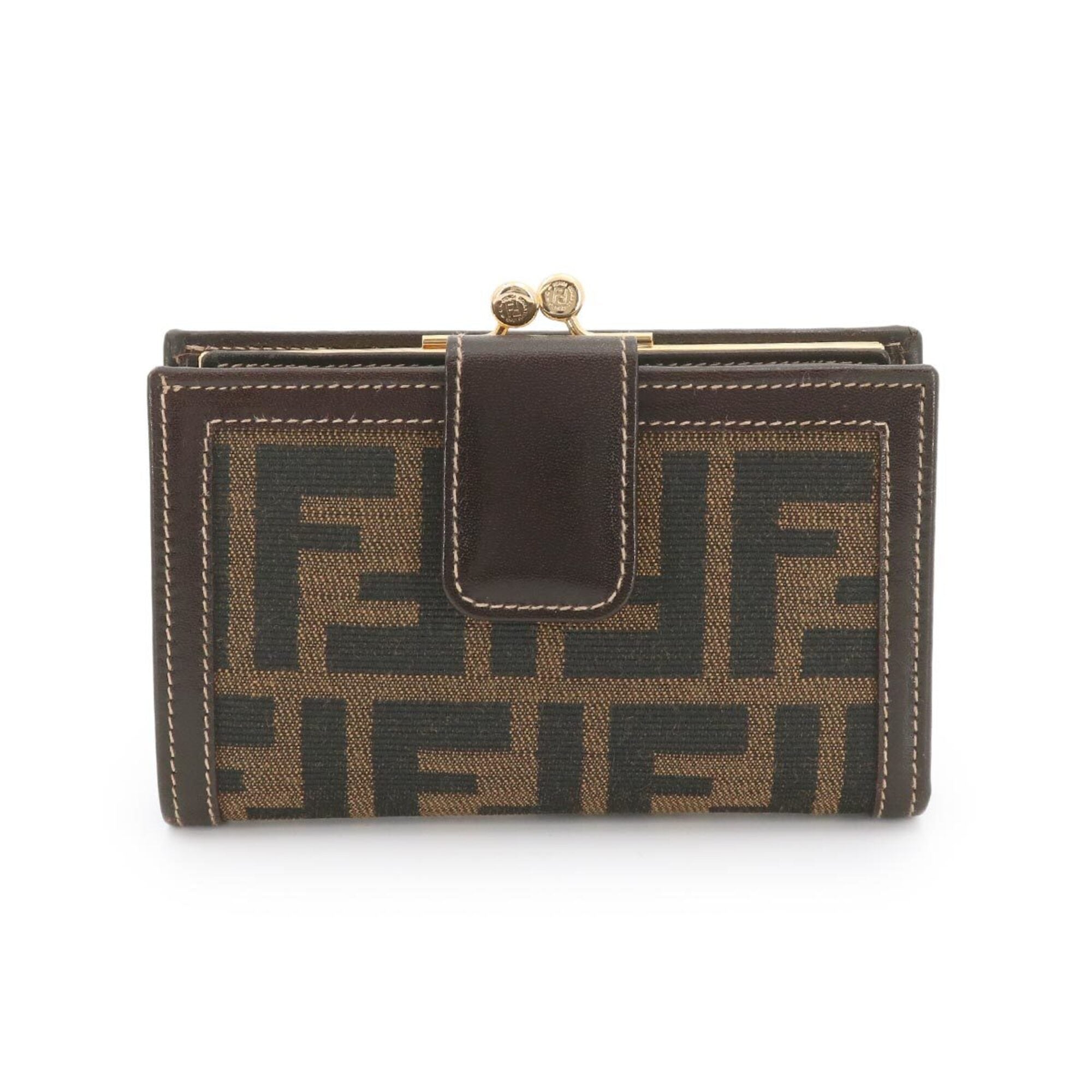 Fendi Black Brown Canvas Leather Wallet (Bi-Fold) (Pre-Owned)