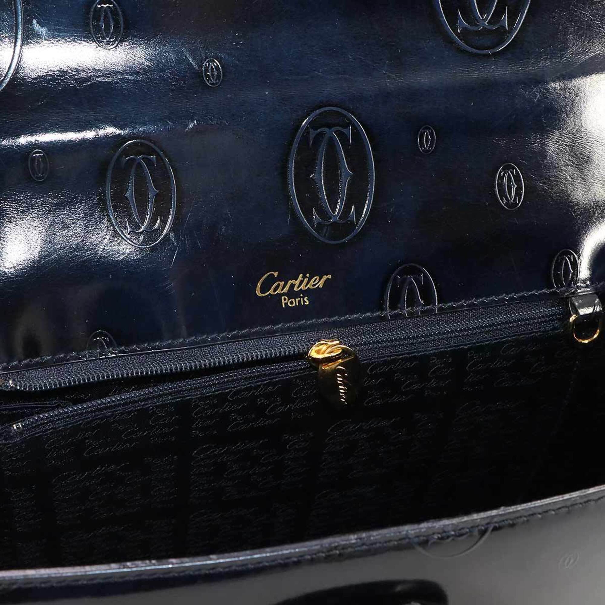 Cartier Happy Birthday Navy Patent Leather Handbag (Pre-Owned)