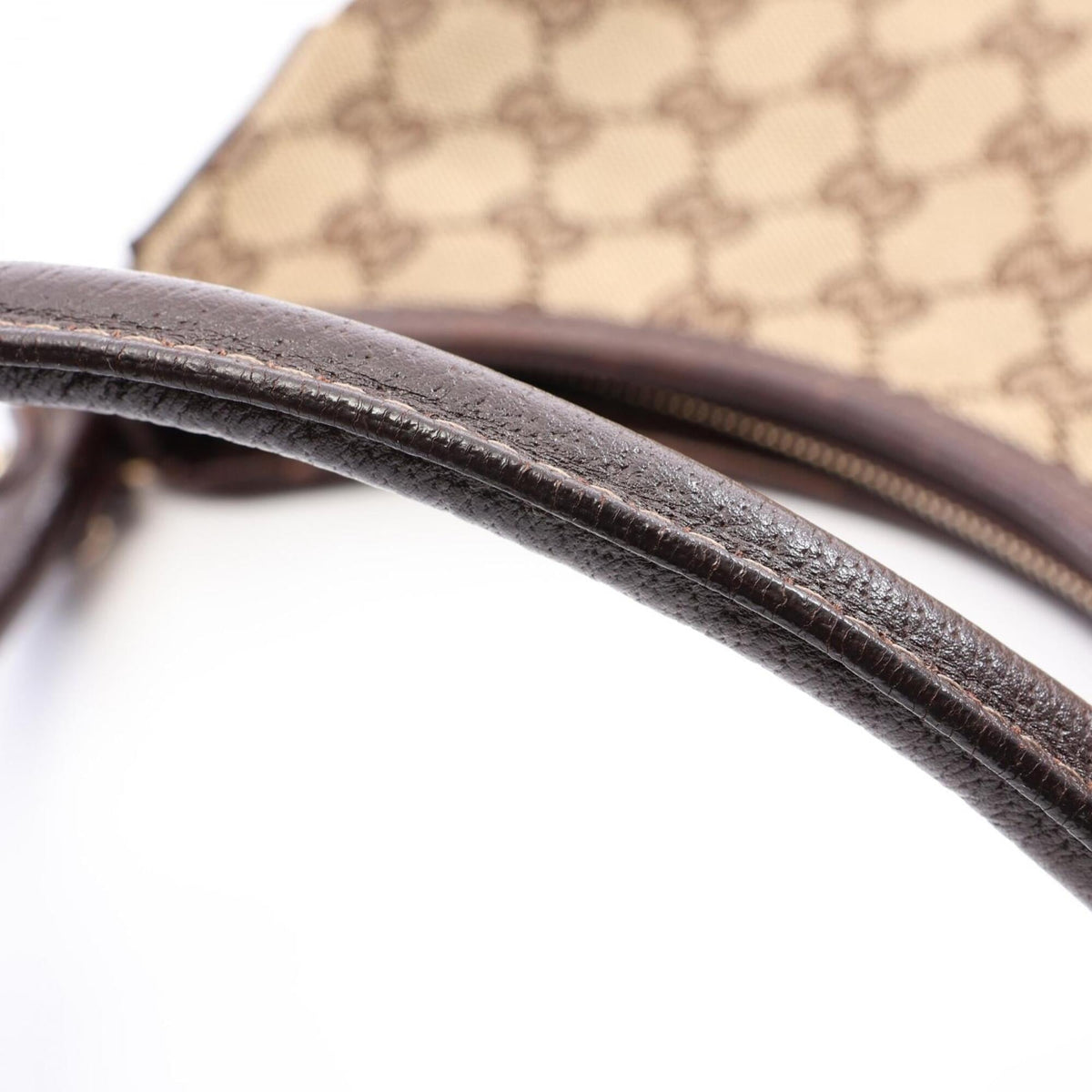 Gucci Beige Brown Canvas Leather Handbag Shoulder Bag (Pre-Owned)