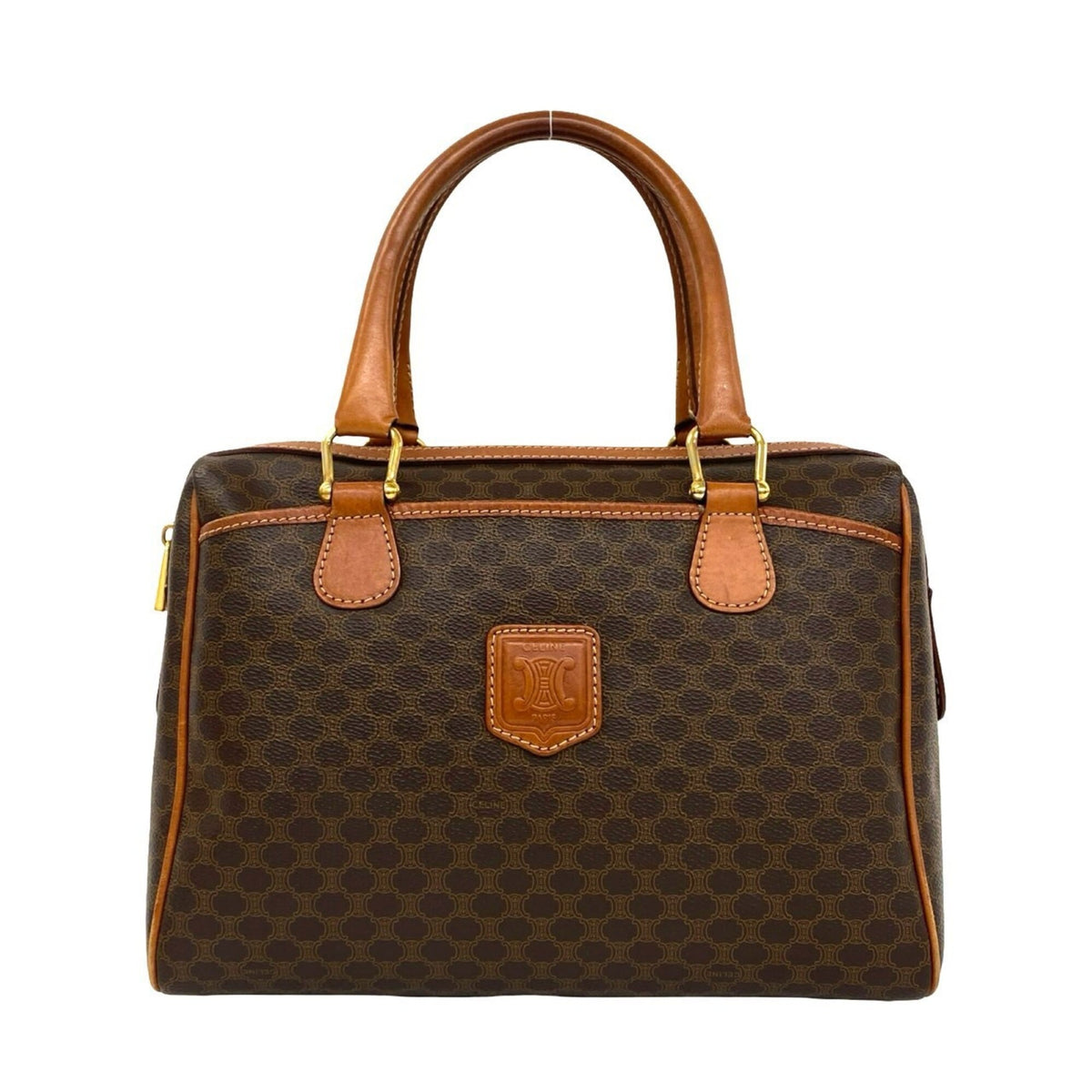 Celine Brown Leather Pvc Boston Bag Handbag (Pre-Owned)