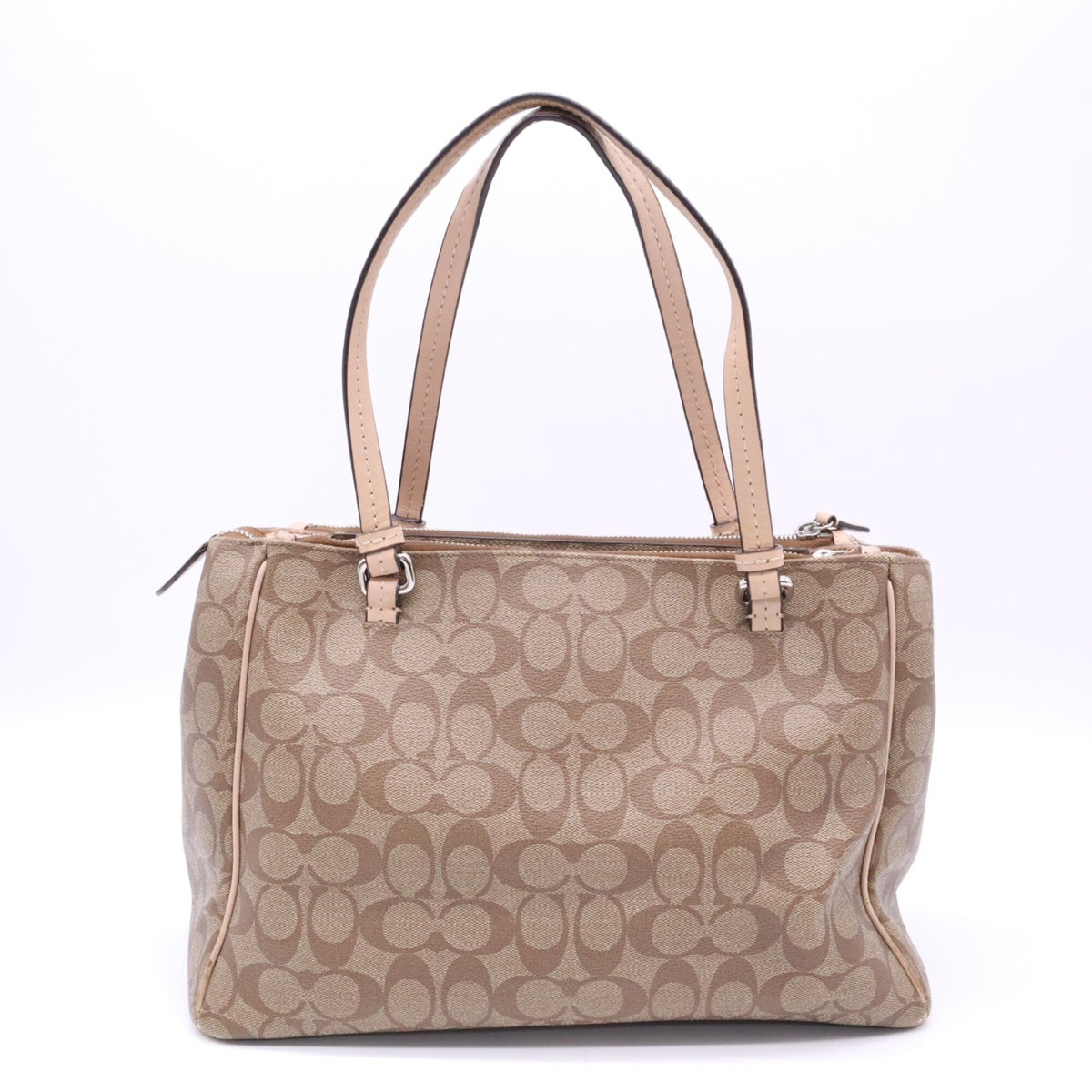 Coach Beige Brown Pink Canvas Handbag Tote Bag (Pre-Owned)