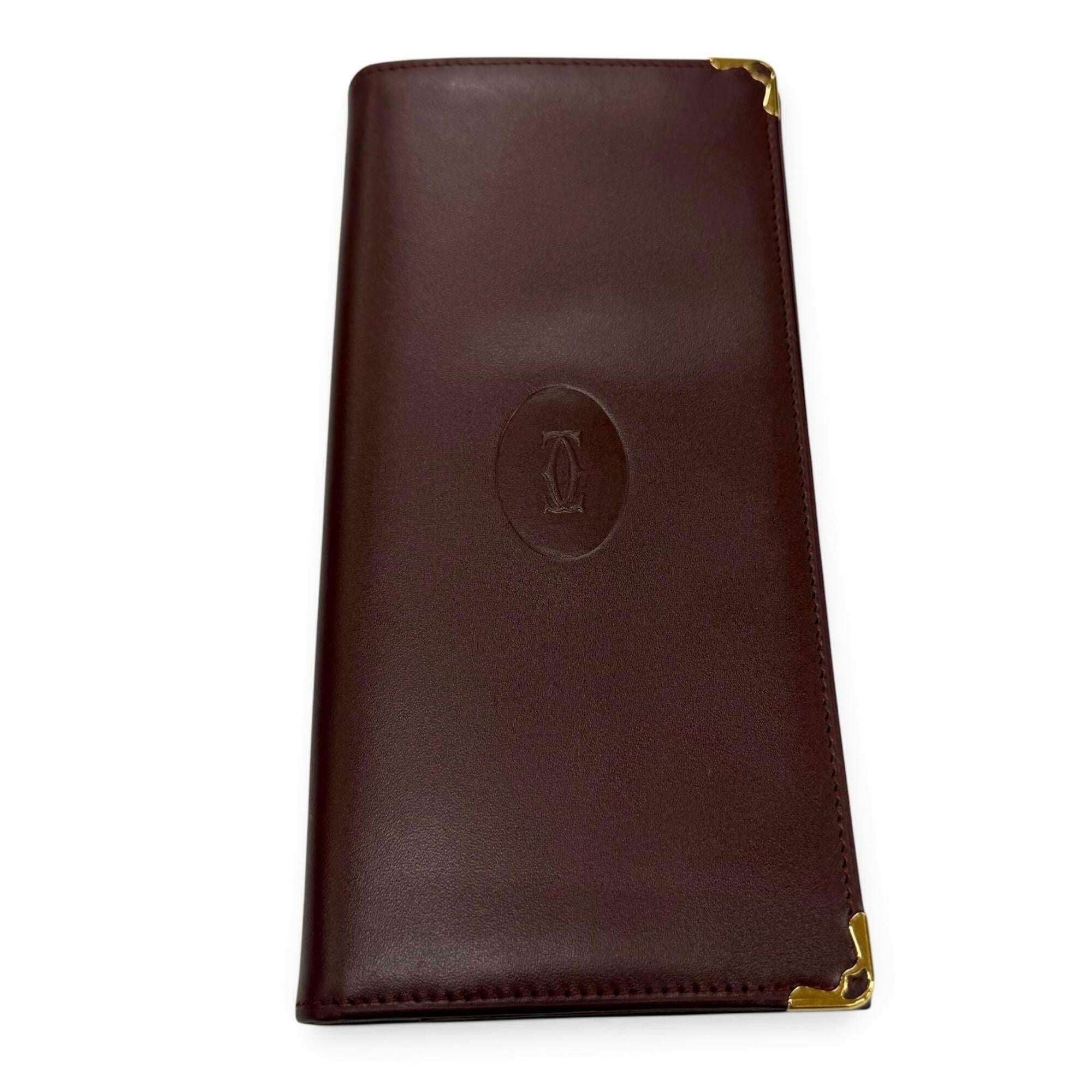 Cartier Bordeaux Leather Long Wallet (Bi-Fold) (Pre-Owned)