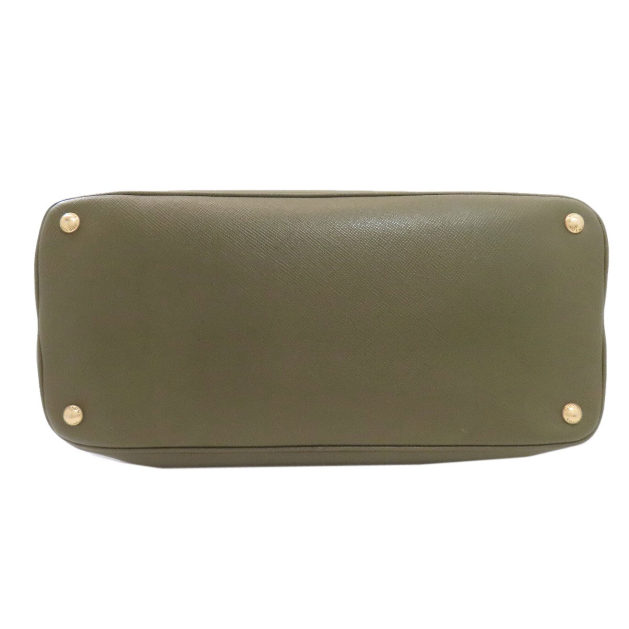 Prada Saffiano Green Saffiano Handbag (Pre-Owned)