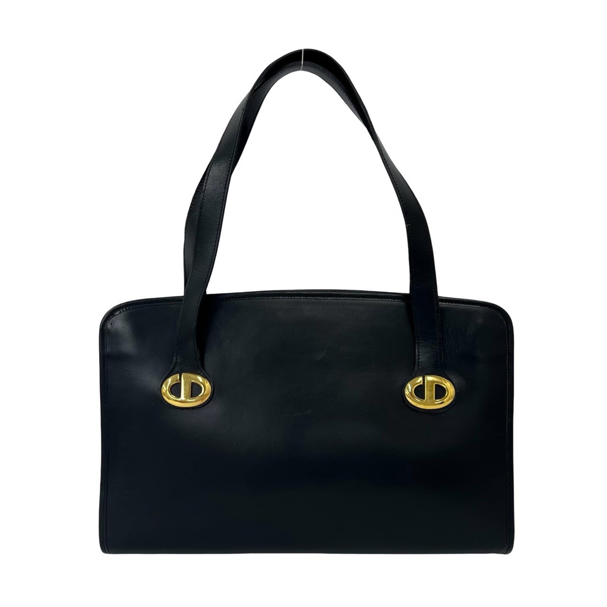 Christian Dior Black Leather Handbag Tote Bag (Pre-Owned)