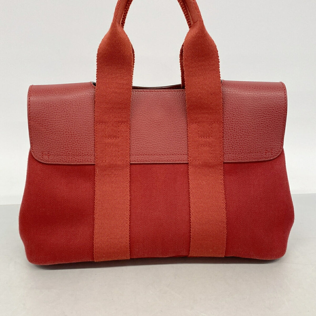 Hermes Red Color Toile Chevron Tote Bag (Pre-Owned)