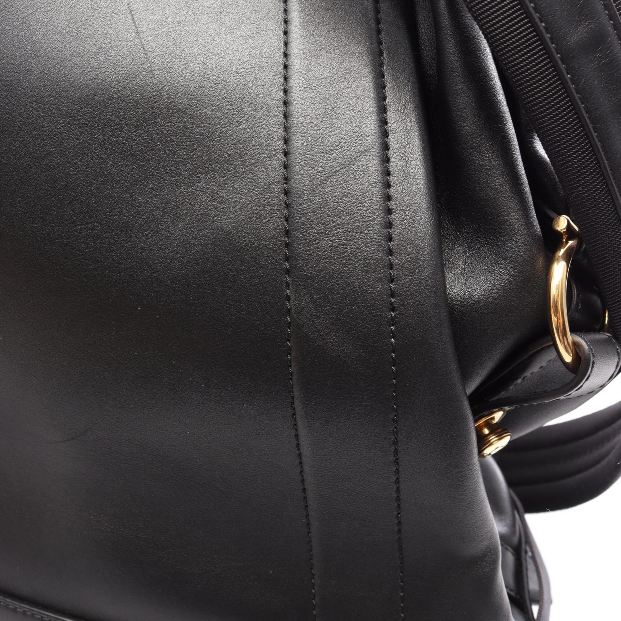 Salvatore Ferragamo Black Leather Backpack Handbag (Pre-Owned)
