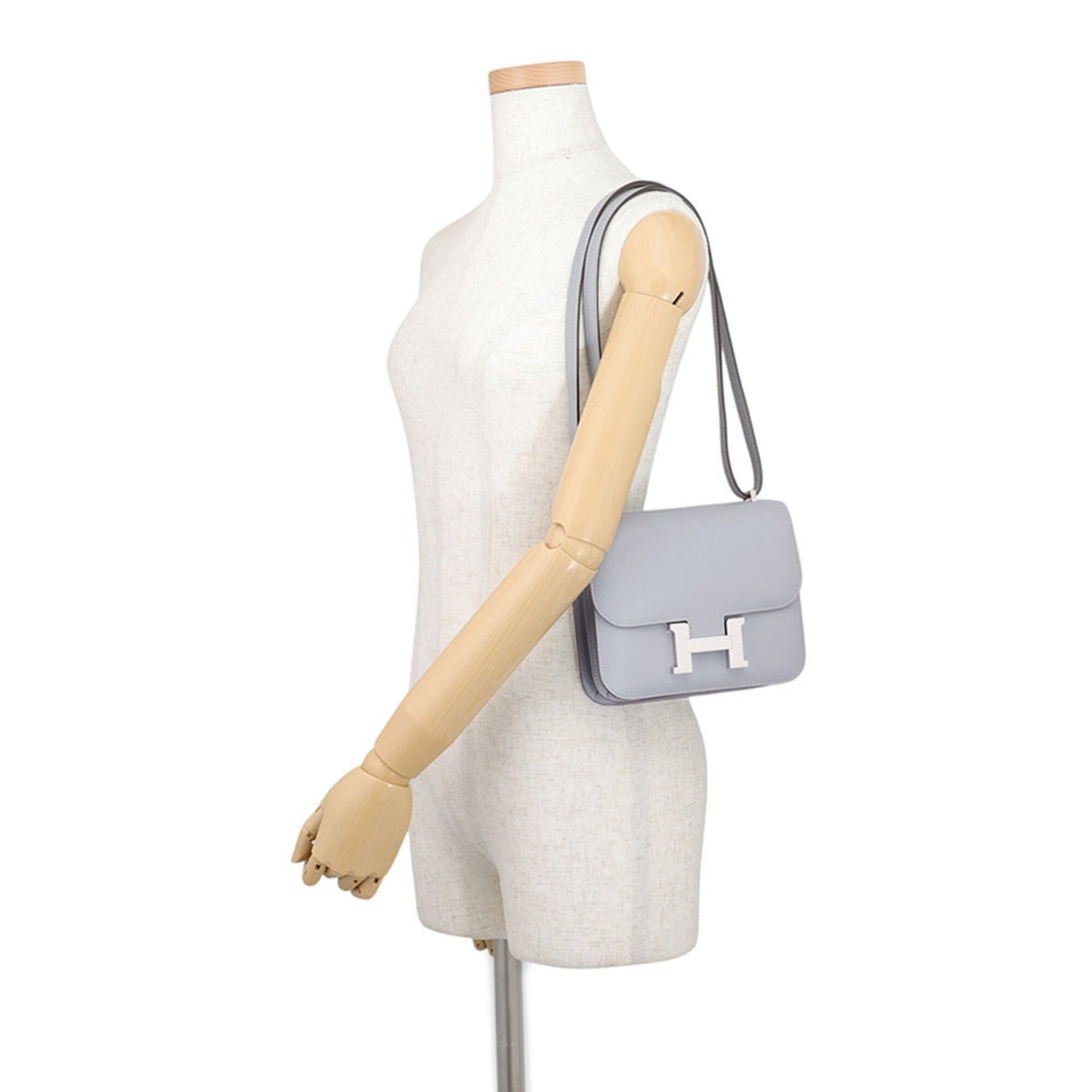 Hermes Constance Silver Swift Leather Handbag Shoulder Bag (Pre-Owned)