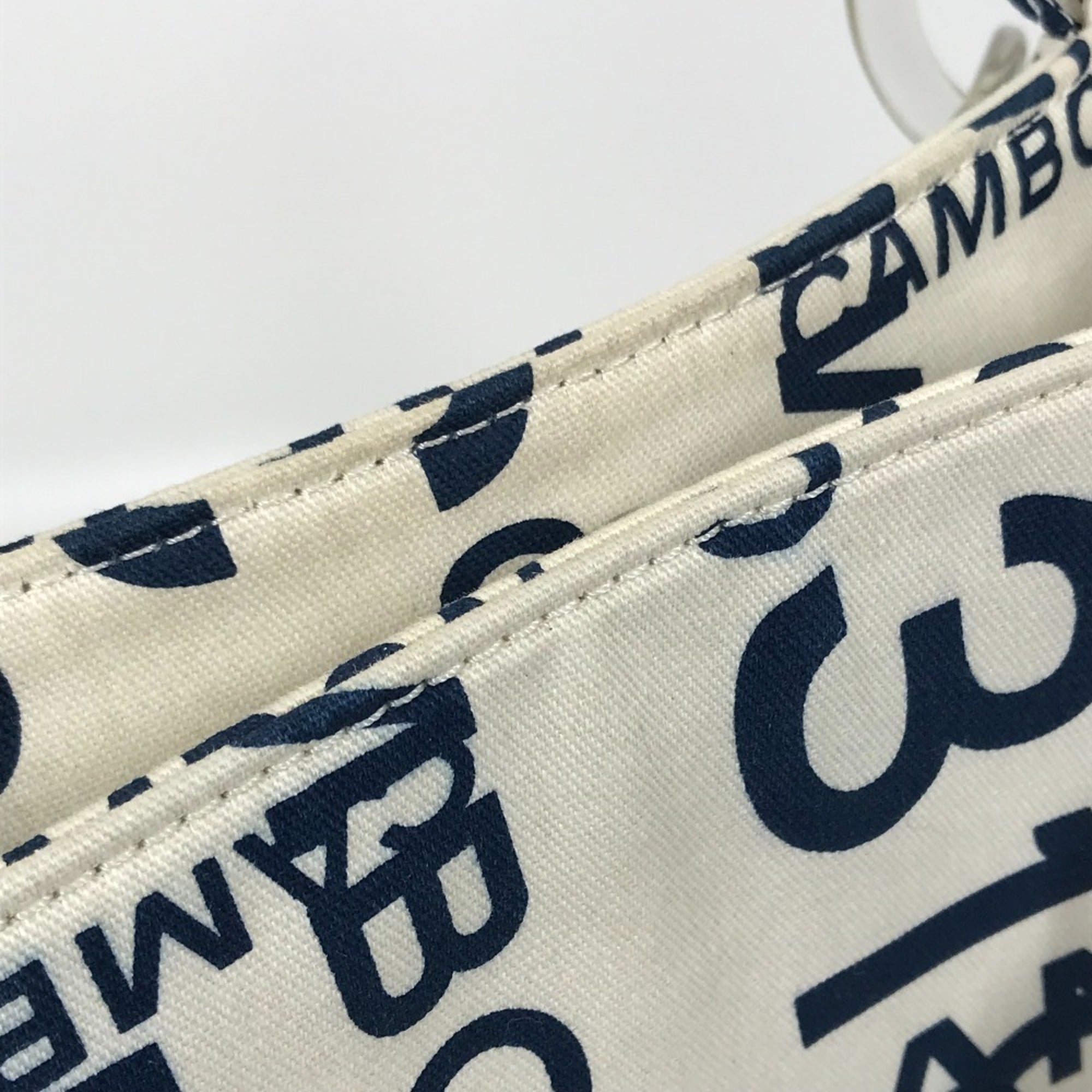 Chanel Navy White Canvas Shoulder Bag Tote Bag (Pre-Owned)