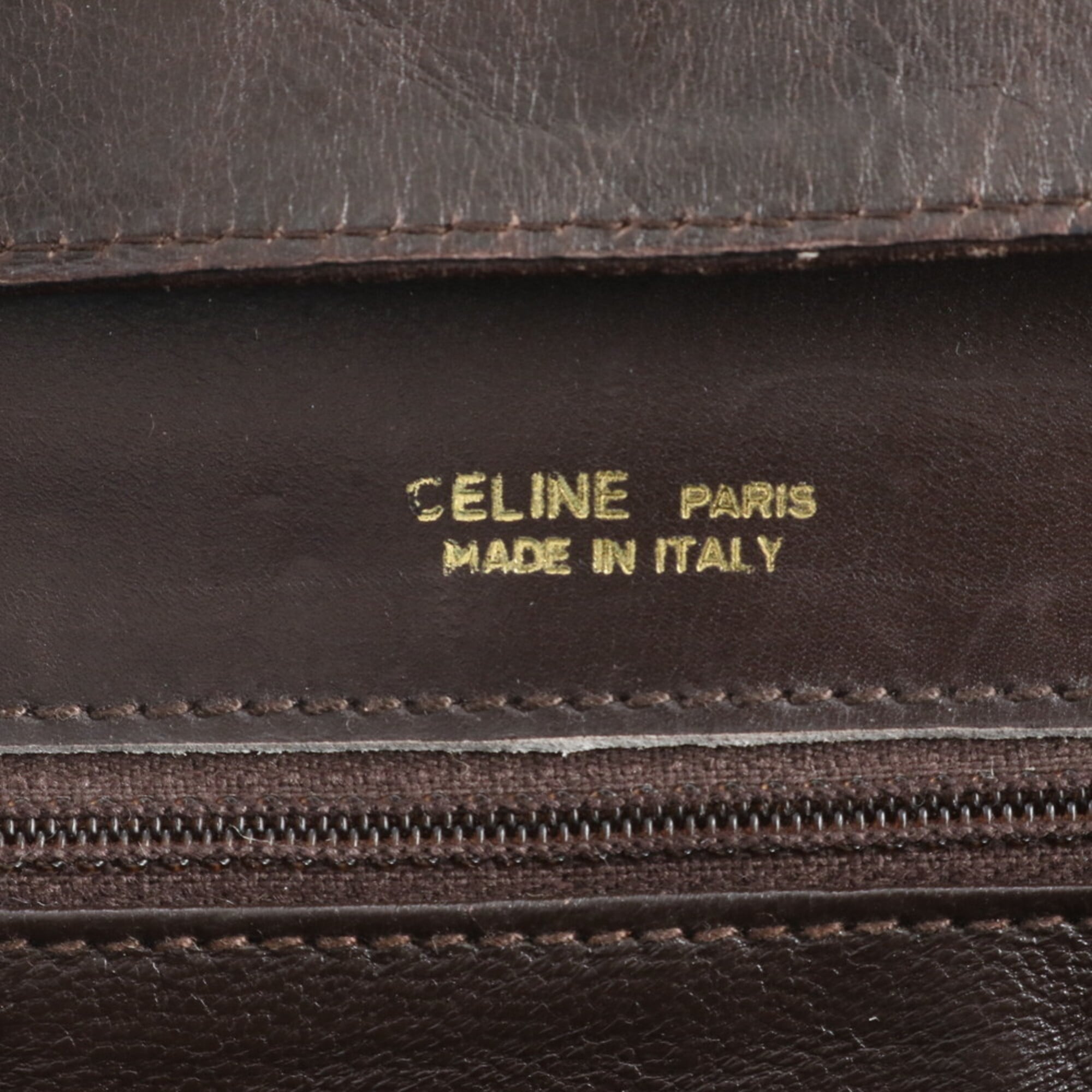 Celine Brown Leather Canvas Clutch Bag Handbag Shoulder Bag (Pre-Owned)