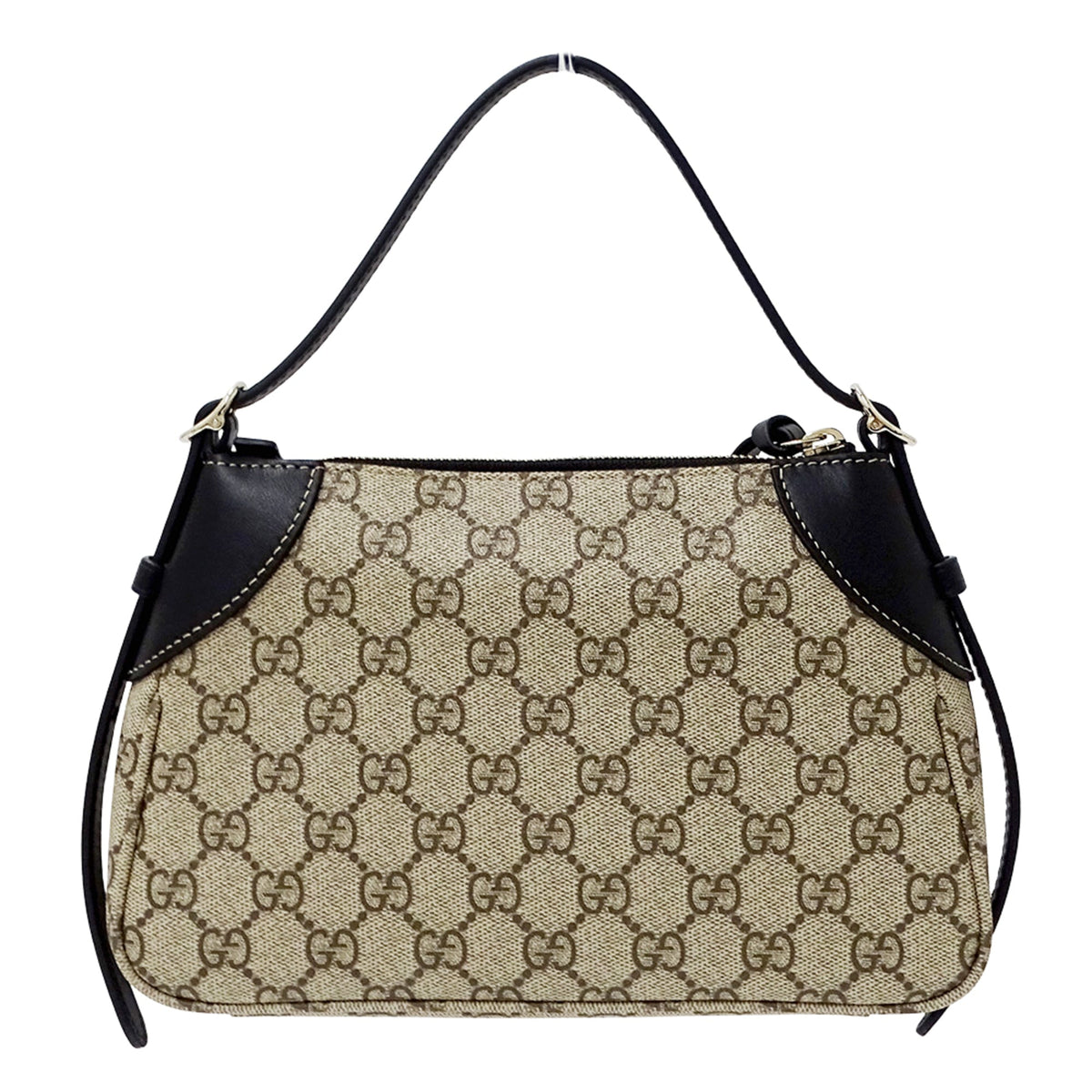 Gucci Beige Black Coated Canvas Handbag Pouch Shoulder Bag (Pre-Owned)