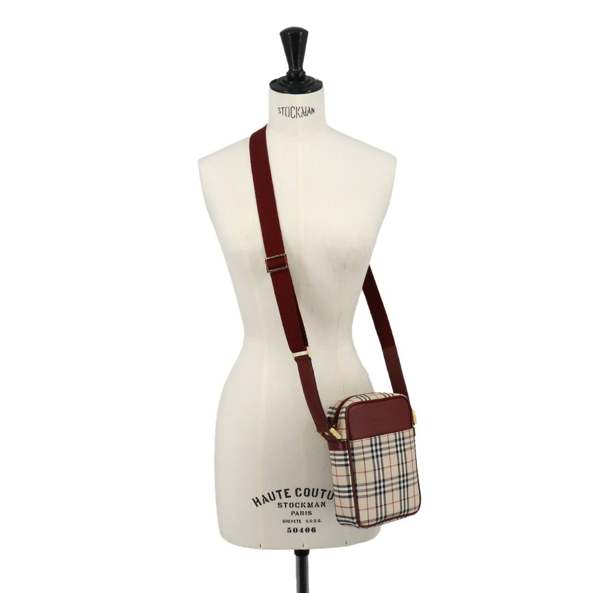 Burberry Beige Bordeaux Canvas Leather Shoulder Bag (Pre-Owned)