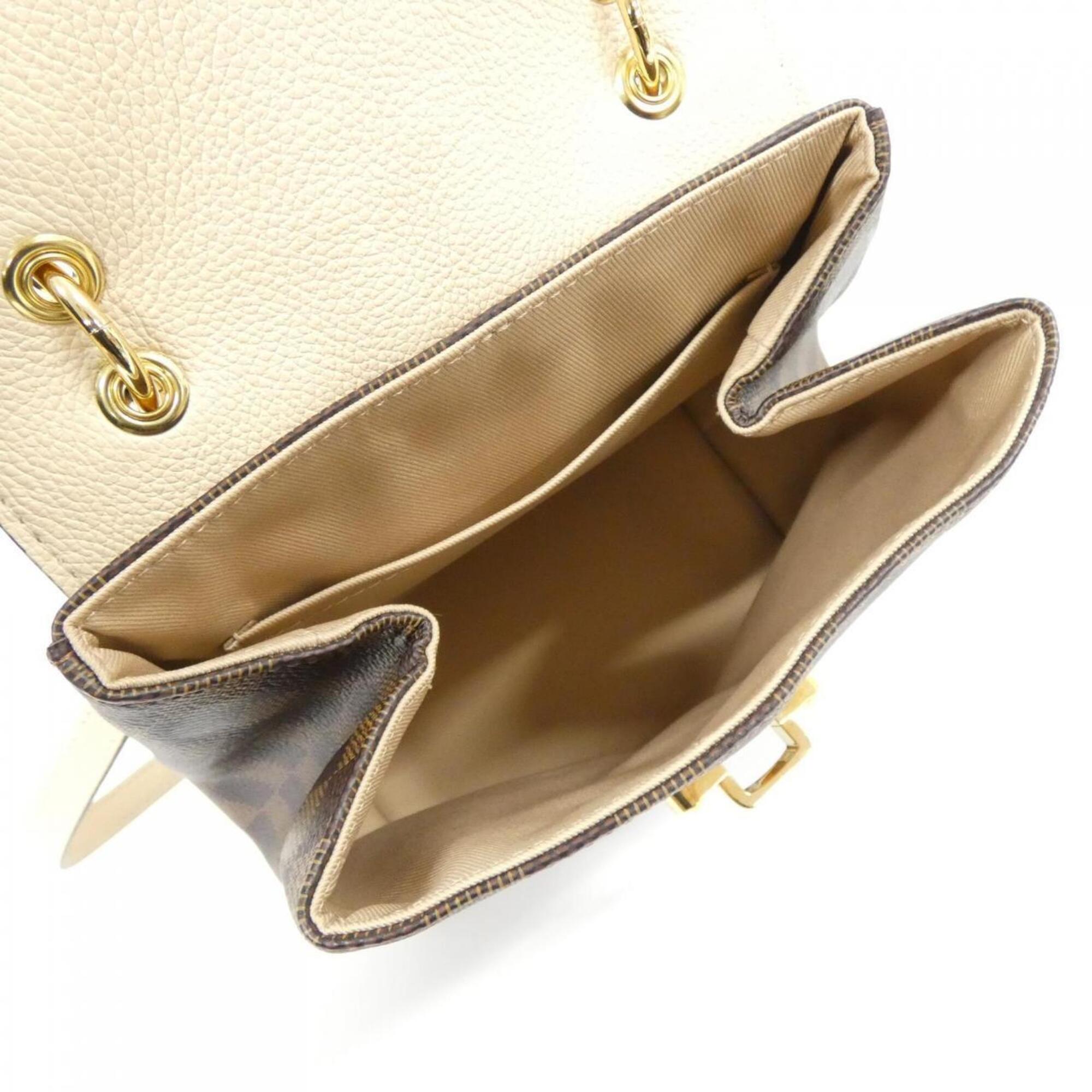 Louis Vuitton Brown Cream Coated Canvas Leather Backpack (Pre-Owned)