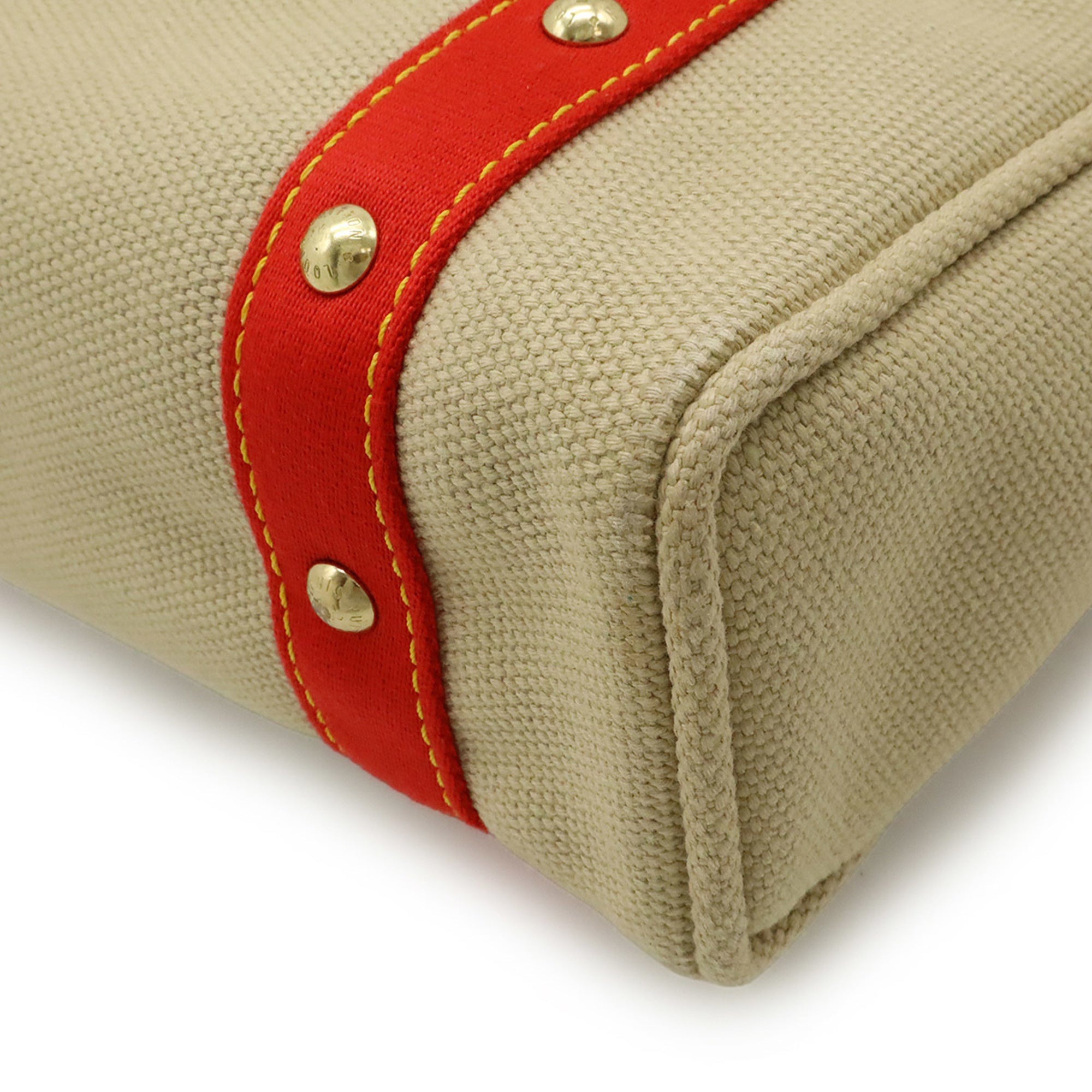 Louis Vuitton Beige Red Color Canvas Shoulder Bag Tote Bag (Pre-Owned)