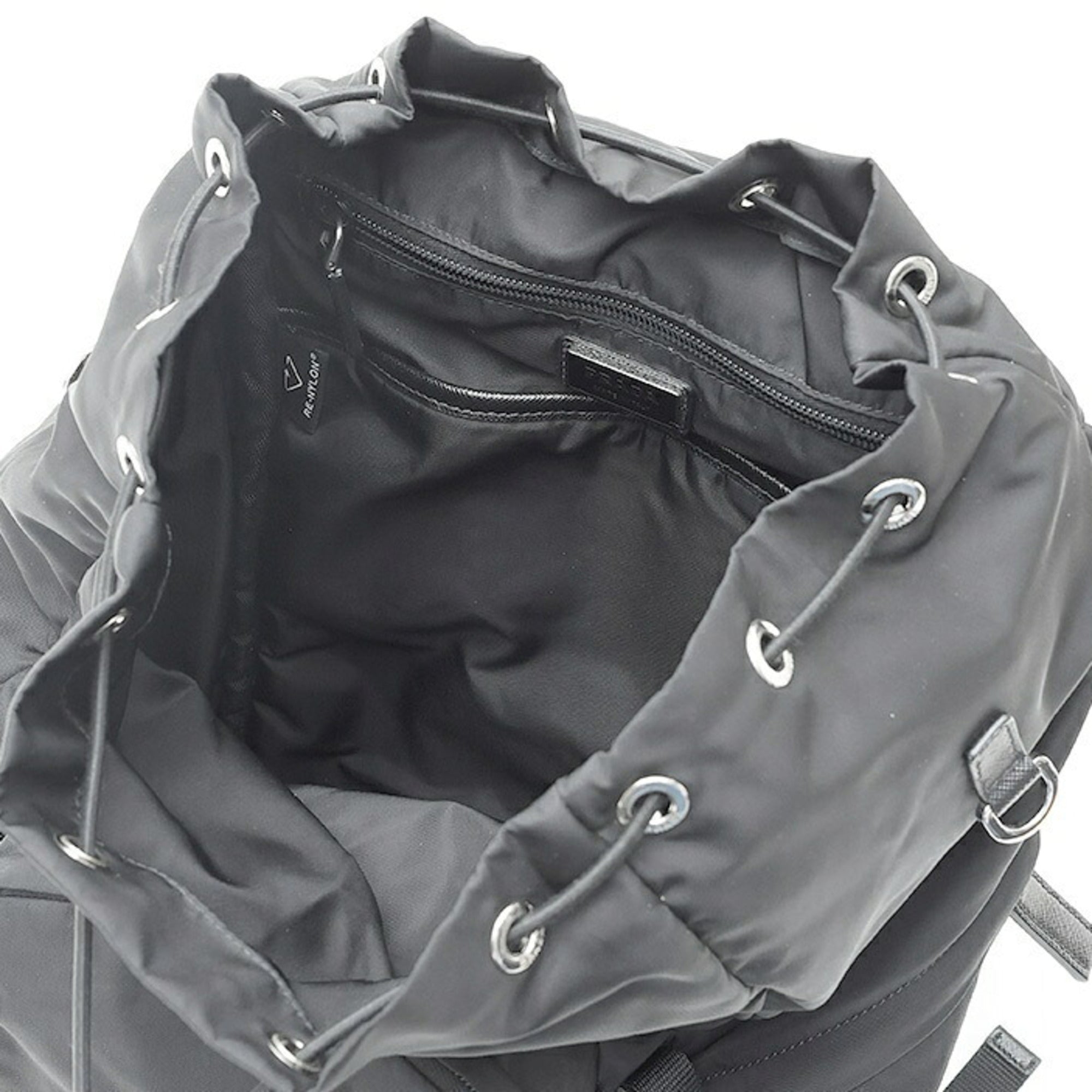 Prada Black Nero Nylon Fabric Leather Backpack (Pre-Owned)