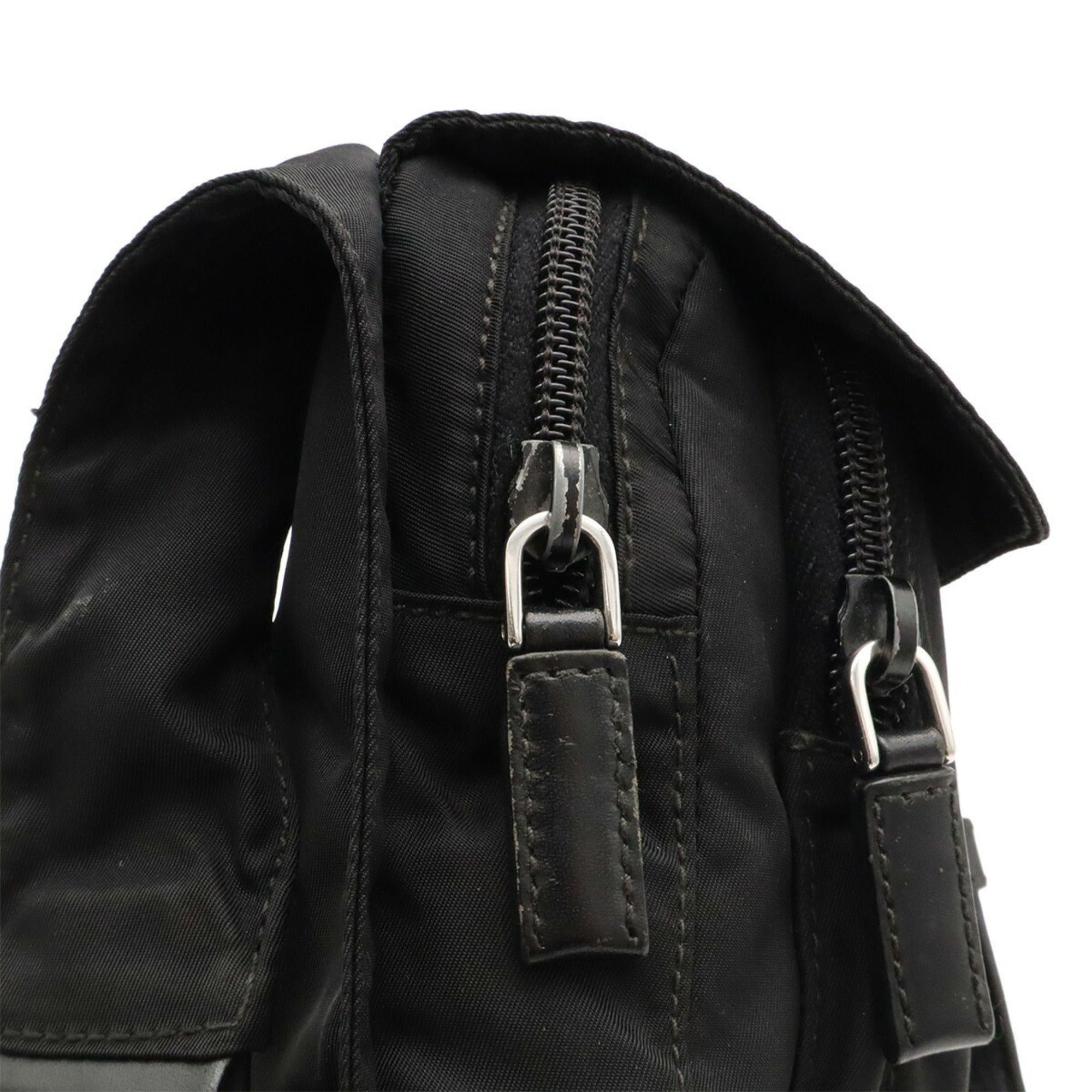 Prada Black Nero Nylon Leather Pochette Shoulder Bag (Pre-Owned)