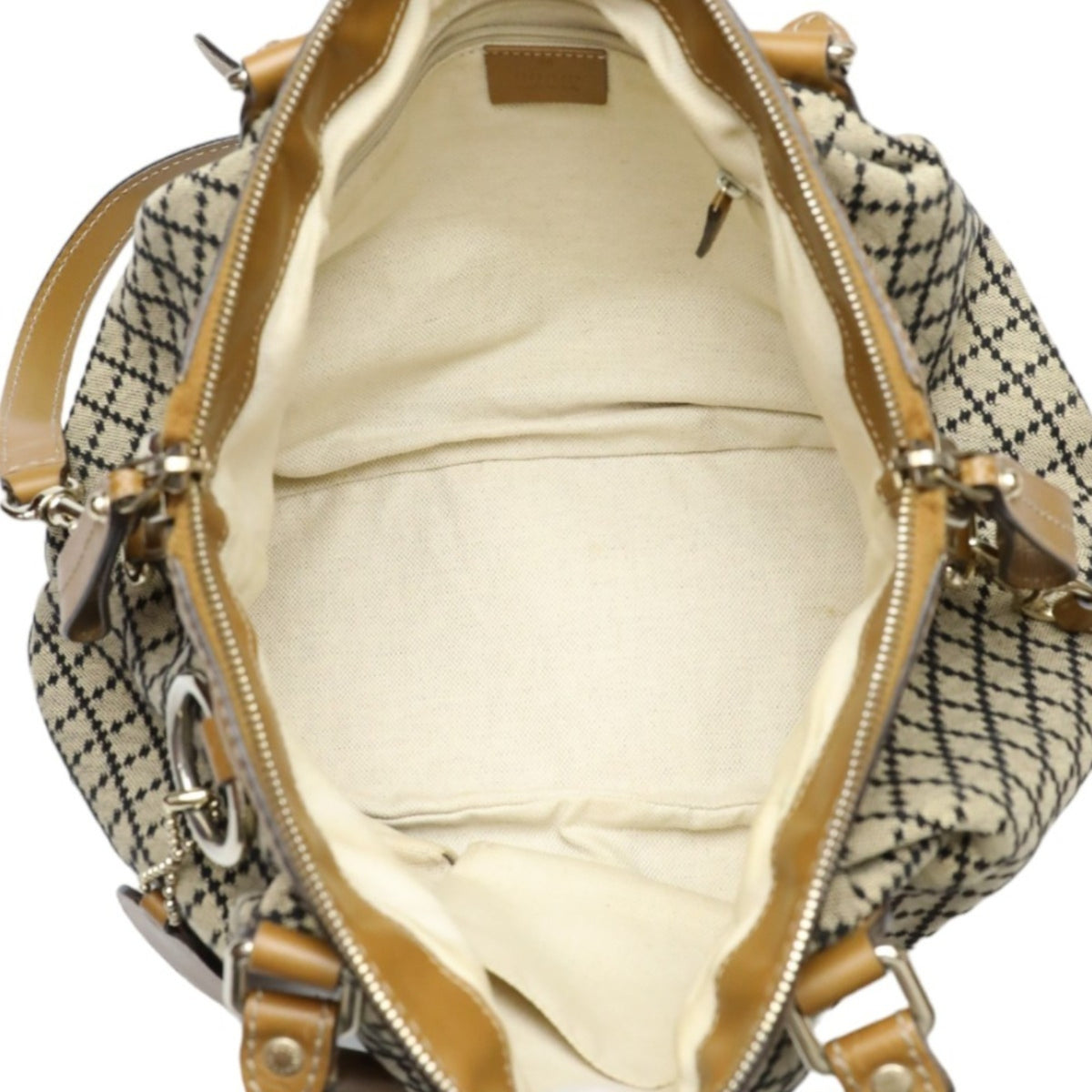 Gucci Beige Brown Canvas Shoulder Bag Tote Bag (Pre-Owned)