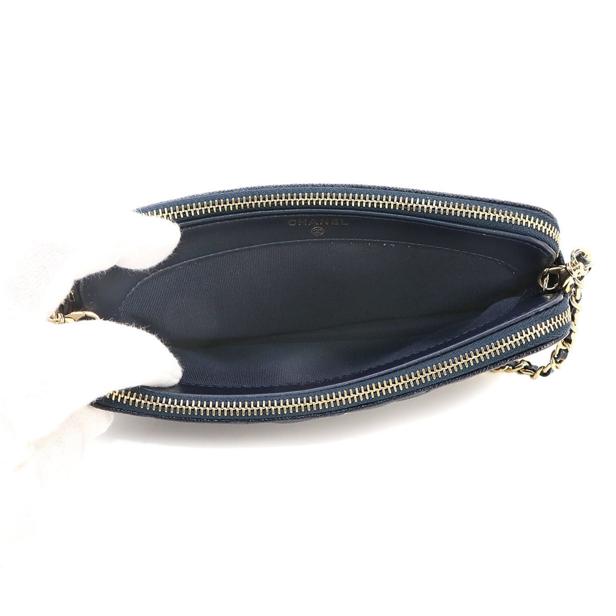 Chanel Matelasse Navy Grained Calfskin Chain/Shoulder Wallet (Pre-Owned)