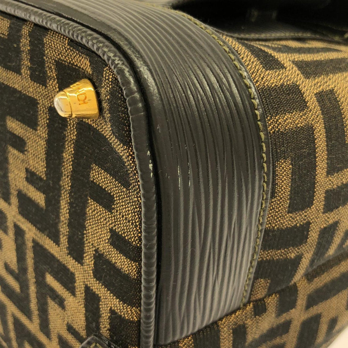 Fendi Black Brown Canvas Leather Backpack (Pre-Owned)