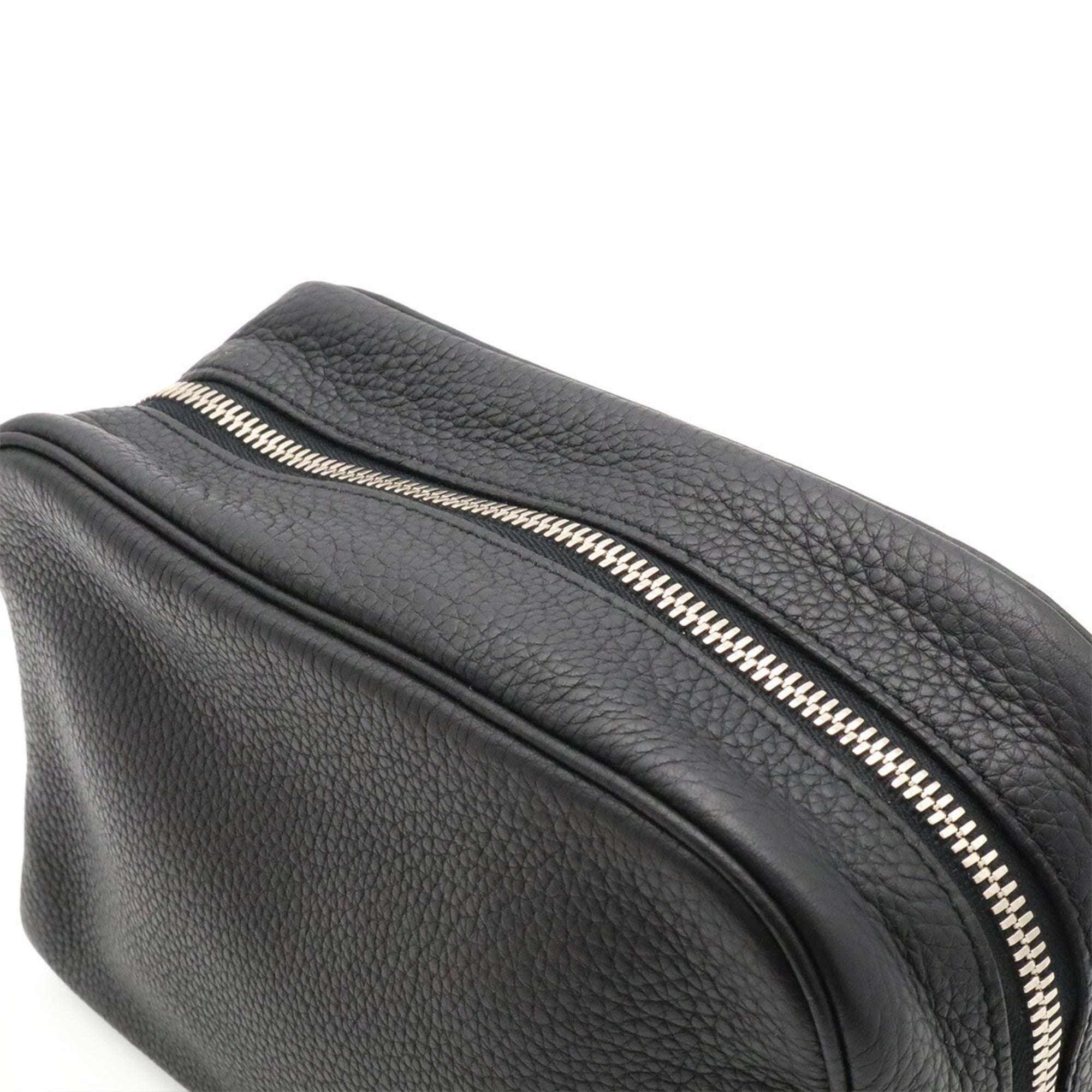 Hermes Black Taurillon Clemence Leather Clutch Bag Pouch (Pre-Owned)