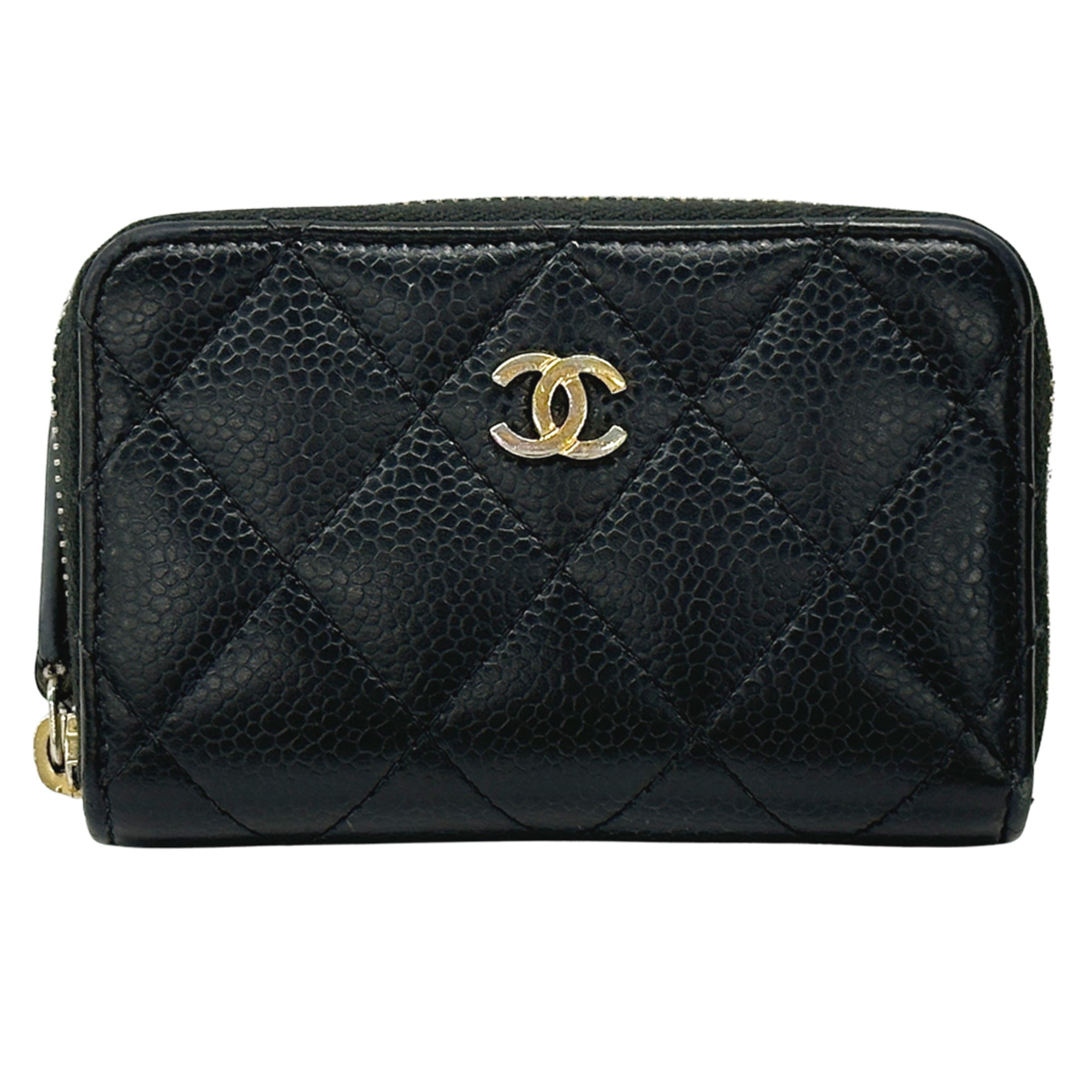 Chanel Black Grained Calfskin Coin Purse/Coin Case (Pre-Owned)
