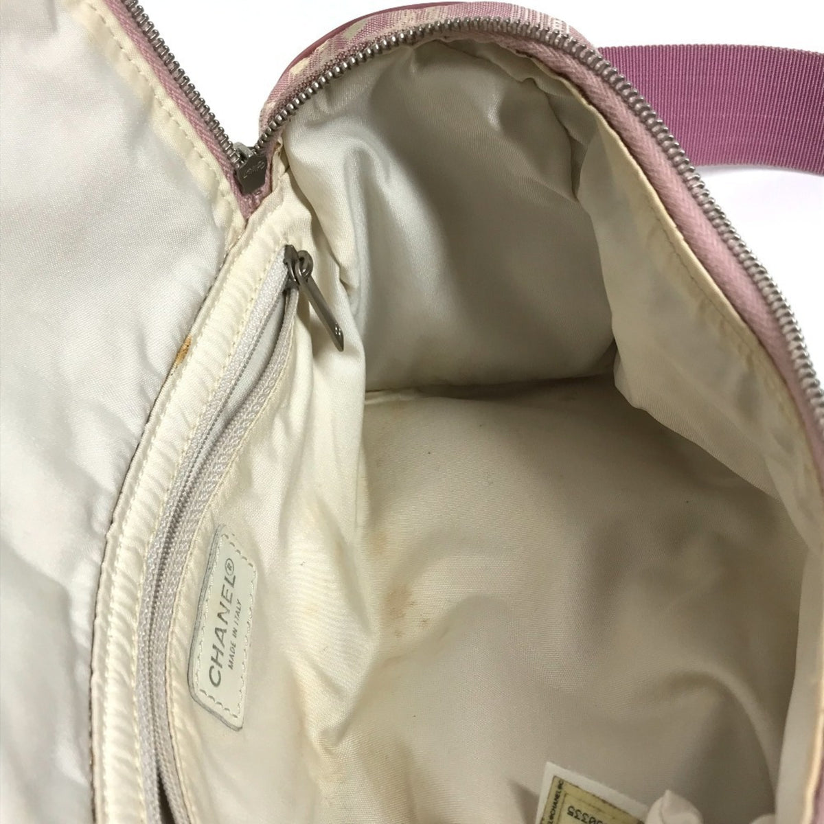 Chanel New Travel Line Pink Nylon Canvas Leather Pochette Shoulder Bag (Pre-Owned)