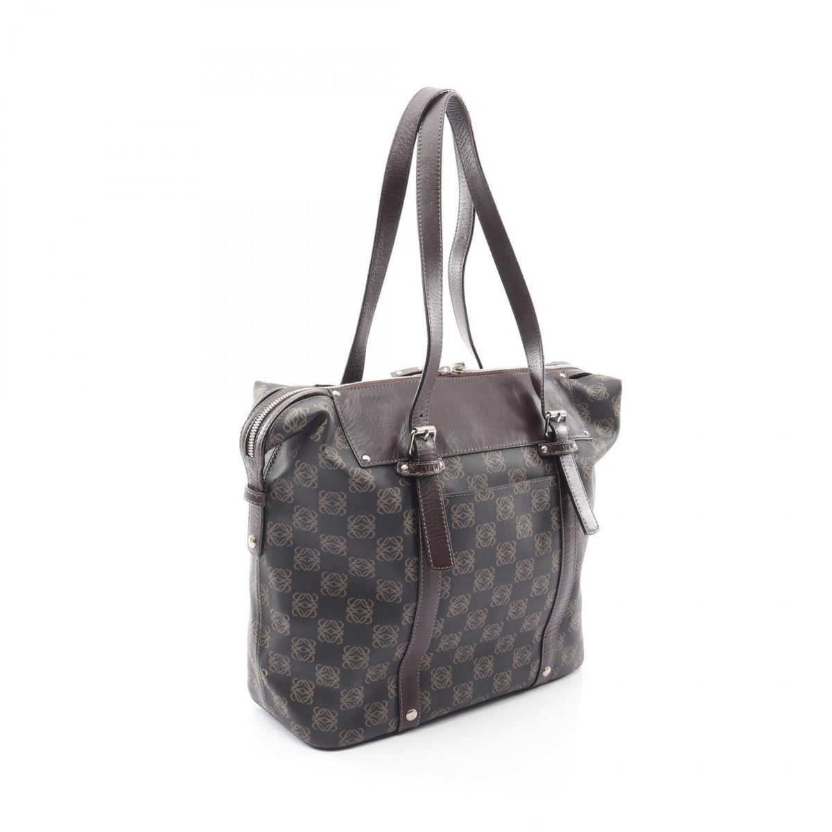 Loewe Brown Leather Coated Canvas Handbag Tote Bag (Pre-Owned)