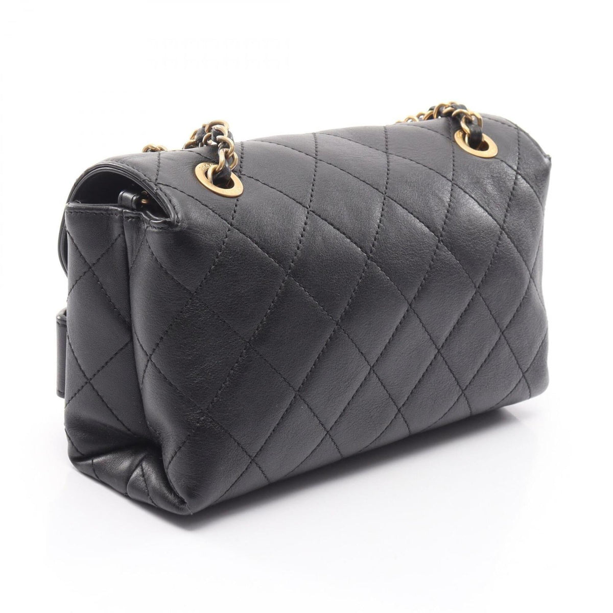 Chanel Black Leather Handbag Shoulder Bag (Pre-Owned)