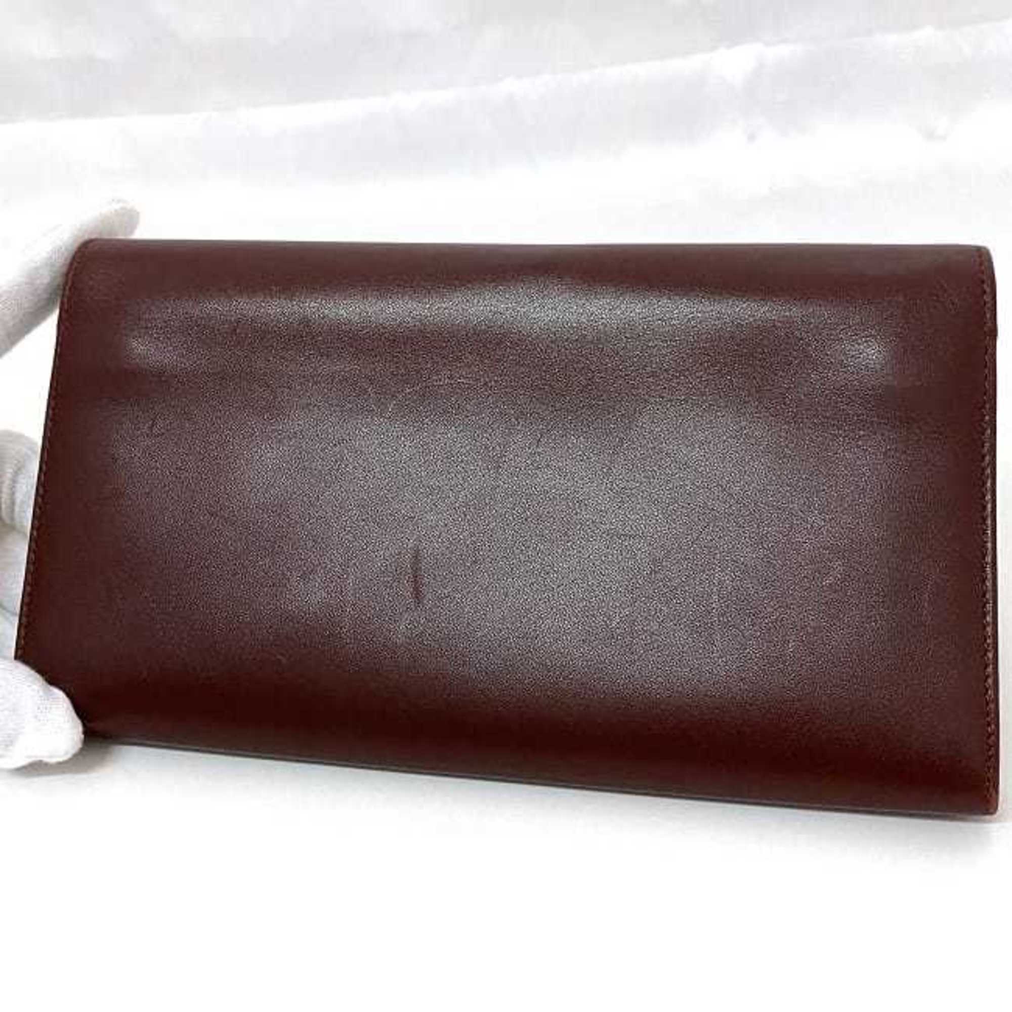 Cartier Bordeaux Leather Long Wallet (Bi-Fold) (Pre-Owned)