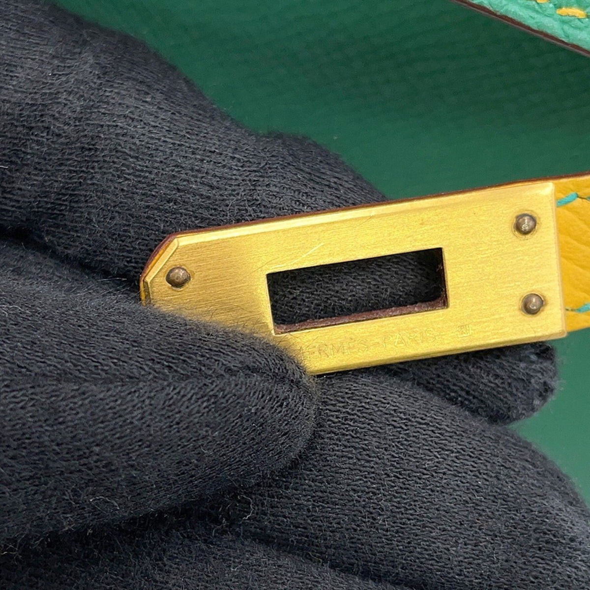 Hermes Green Yellow Epsom Leather Handbag (Pre-Owned)