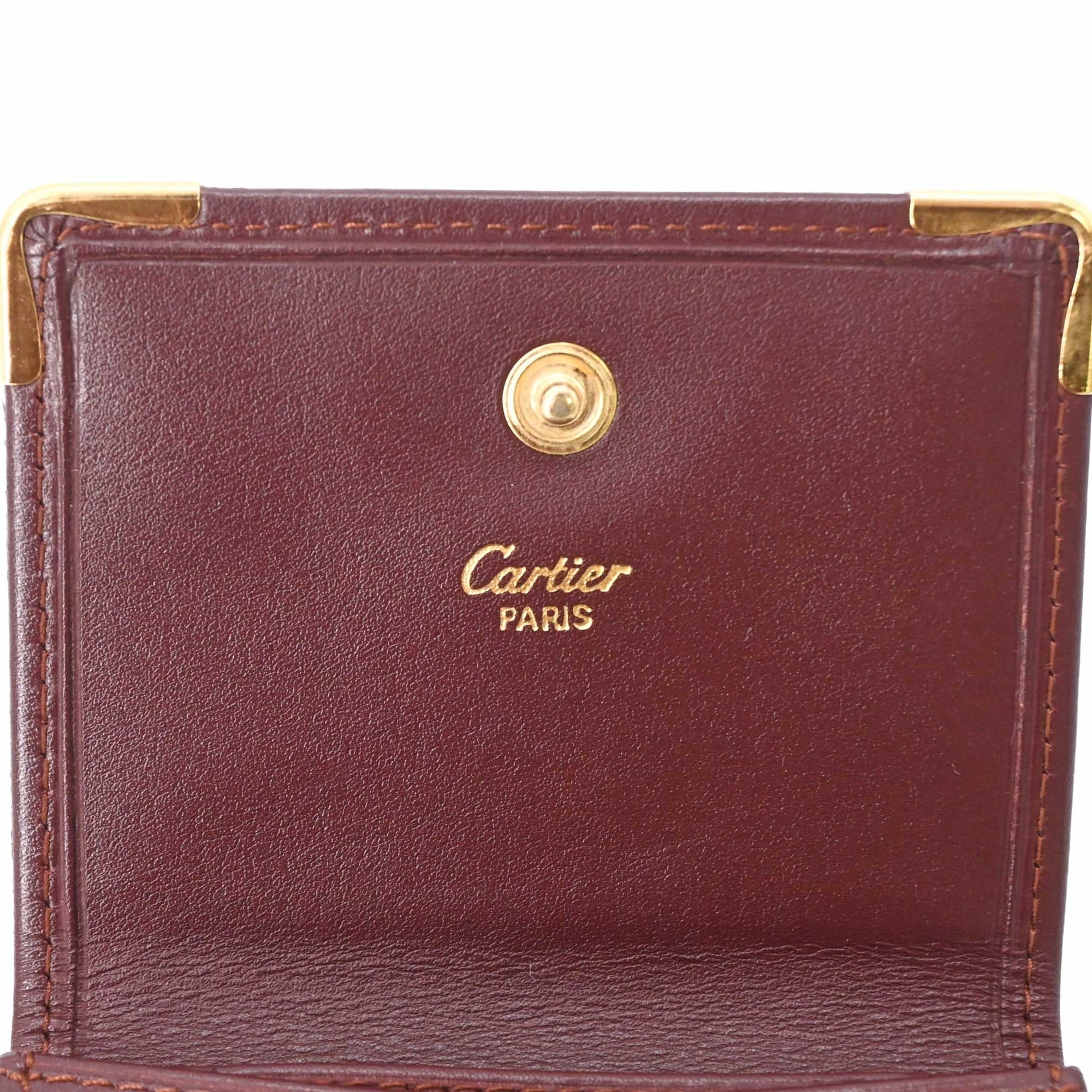 Cartier Bordeaux Leather Coin Purse/Coin Case (Pre-Owned)