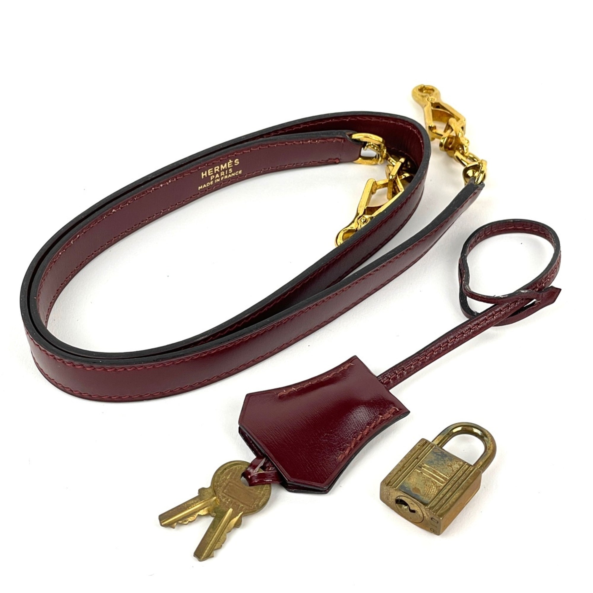 Hermes Kelly Rouge H Box Calf Leather Handbag (Pre-Owned)