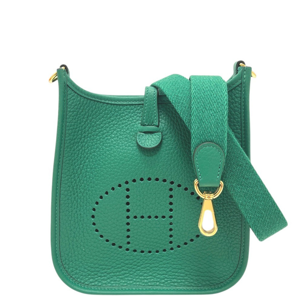 Hermes Green Taurillon Clemence Leather Handbag Shoulder Bag (Pre-Owned)