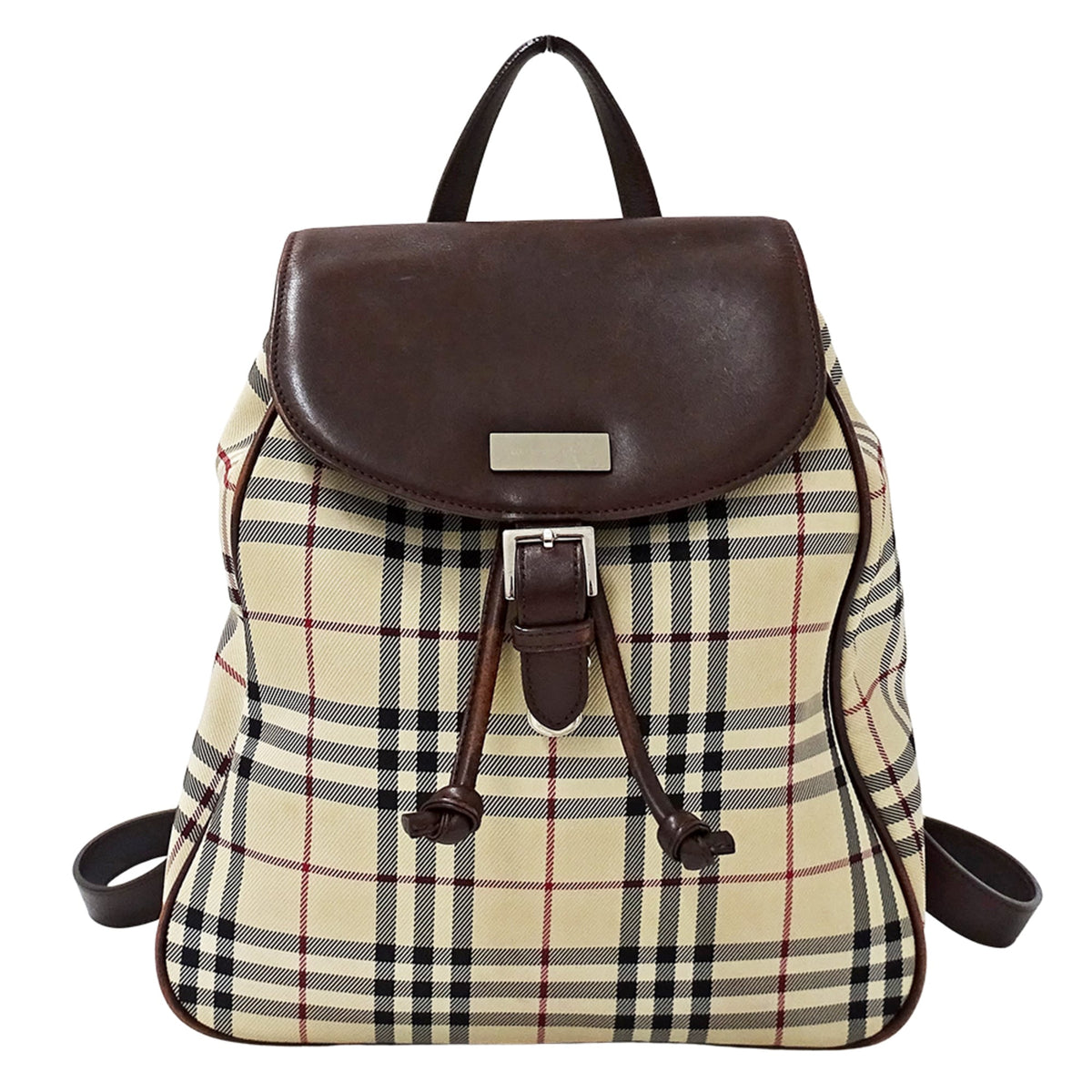 Burberry Beige Brown Canvas Handbag (Pre-Owned)
