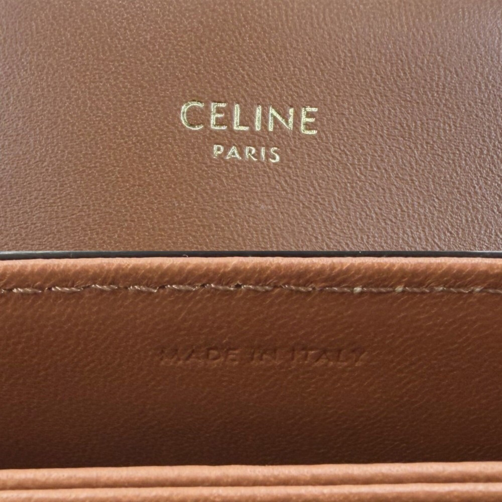 Celine Brown White Pvc Coated Canvas Leather Shoulder Bag (Pre-Owned)