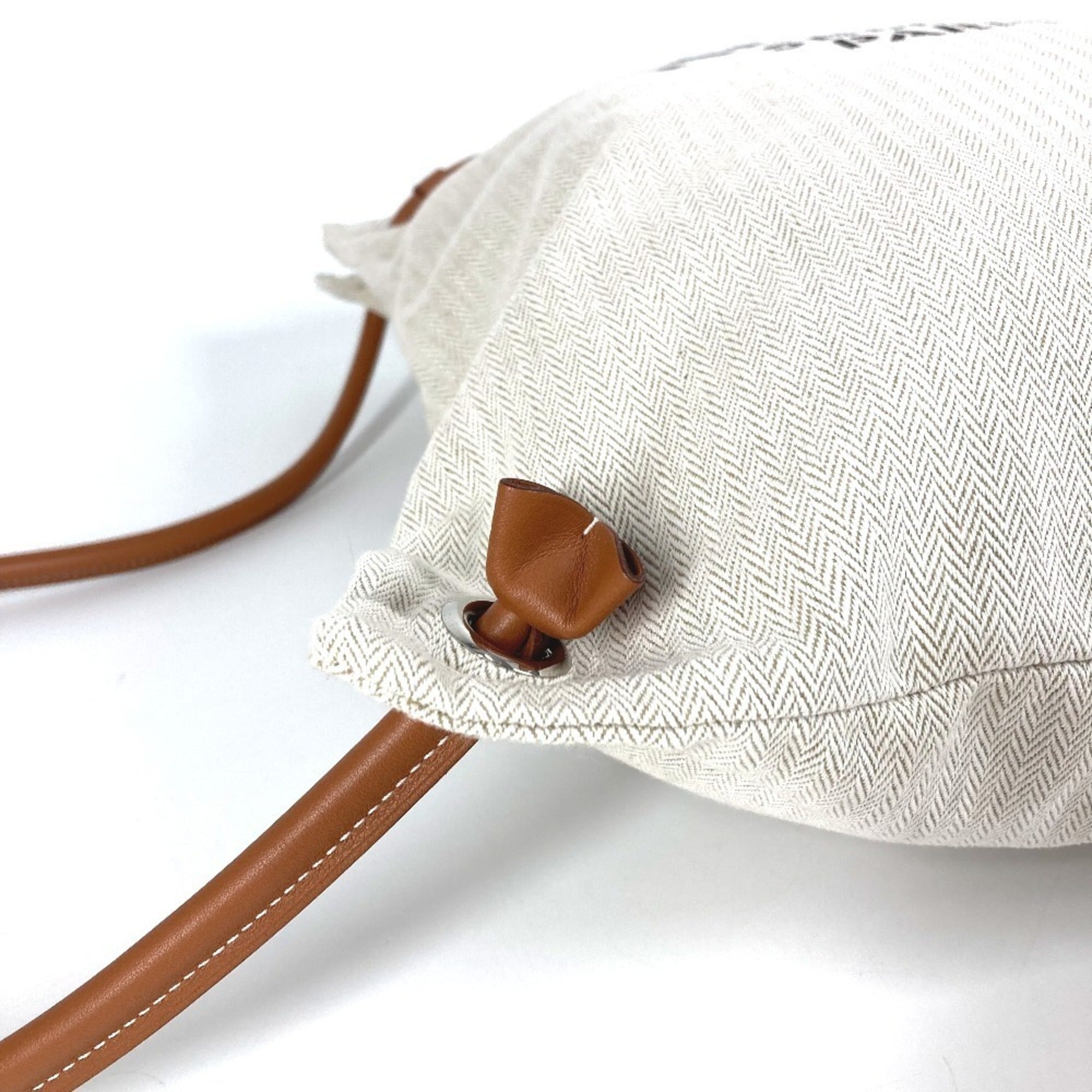 Hermes Beige Brown Toile Chevron Barenia Leather Backpack (Pre-Owned)