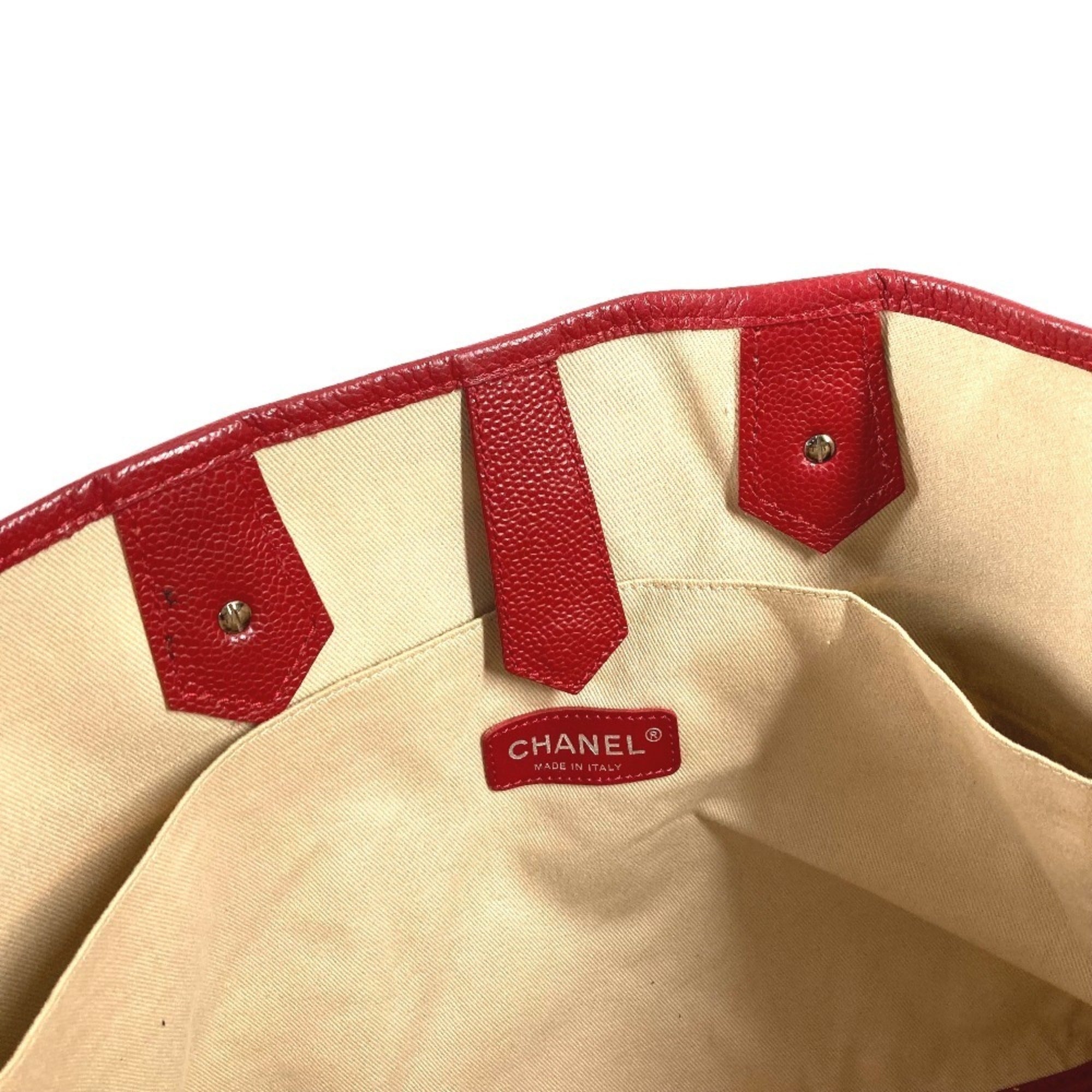 Chanel Red Color Leather Pvc Shoulder Bag Tote Bag (Pre-Owned)