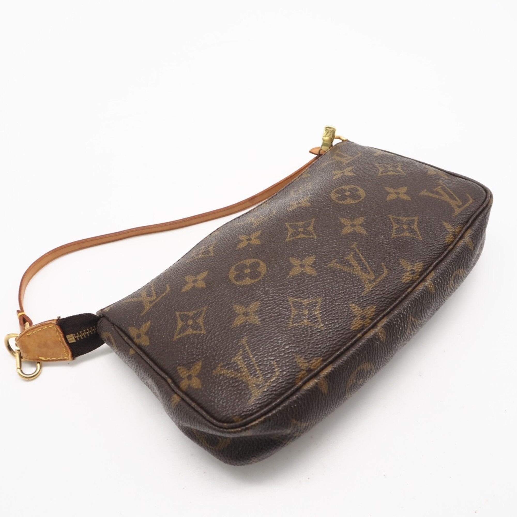 Louis Vuitton Brown Coated Canvas Leather Pochette Pouch (Pre-Owned)