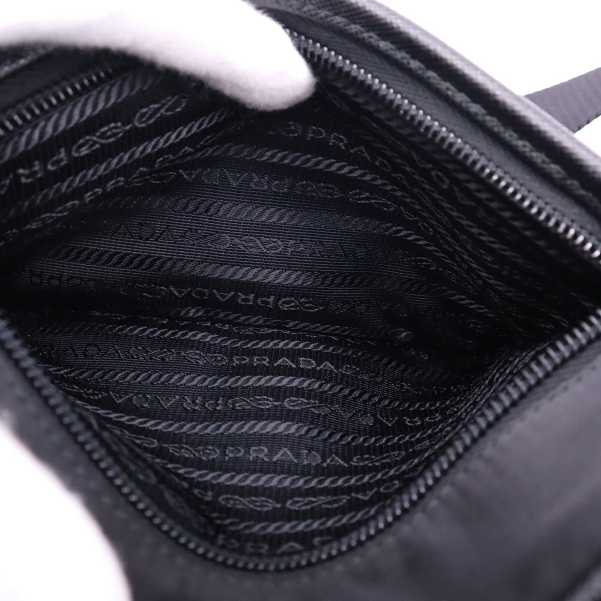 Prada Saffiano Black Nylon Shoulder Bag (Pre-Owned)