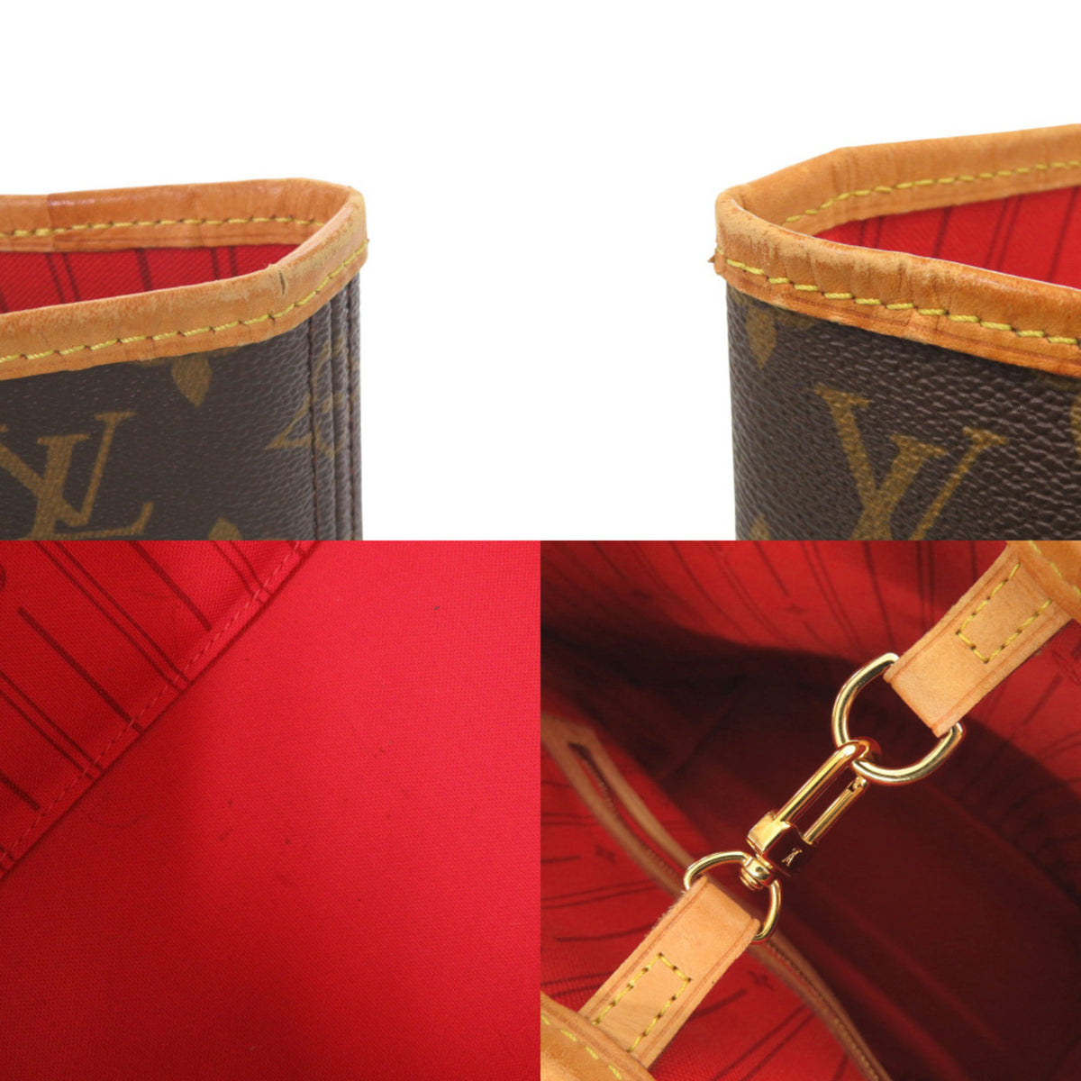 Louis Vuitton Brown Monogram Red Color Monogram Tote Bag (Pre-Owned)
