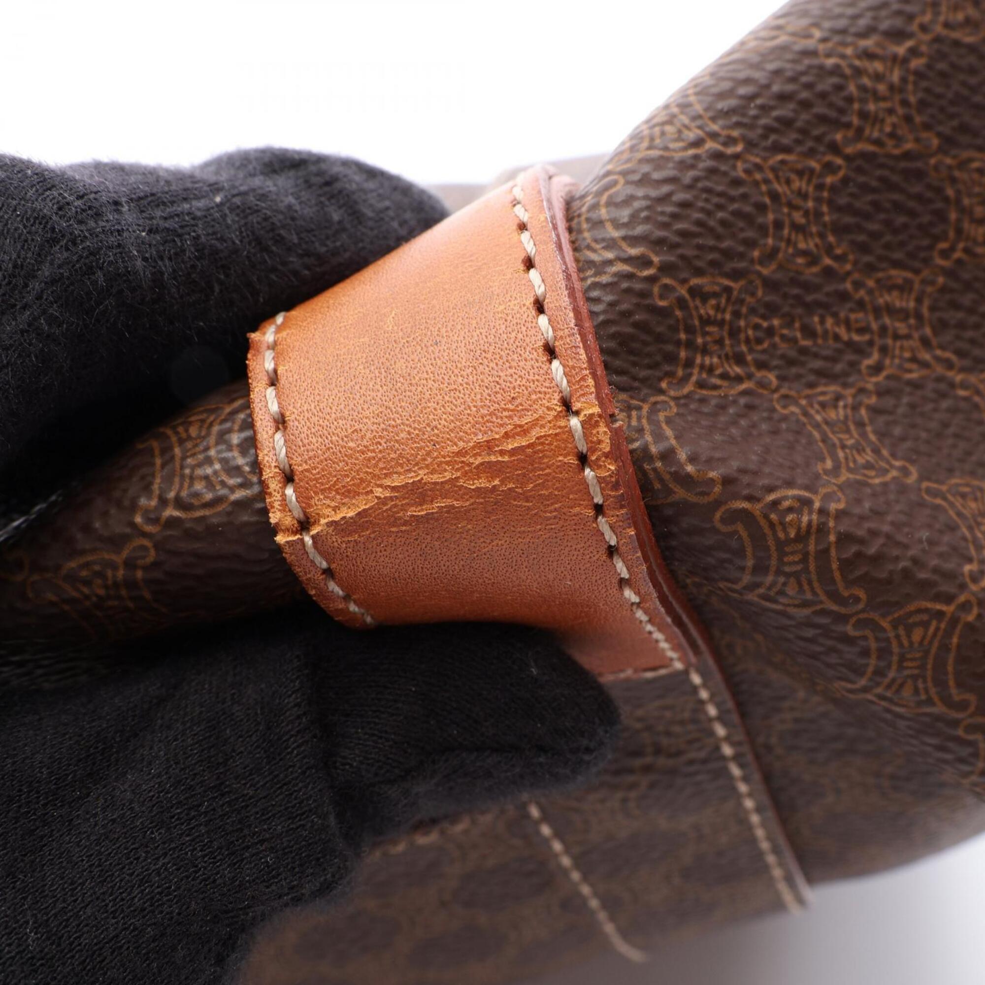 Celine Brown Coated Canvas Leather Handbag Tote Bag (Pre-Owned)