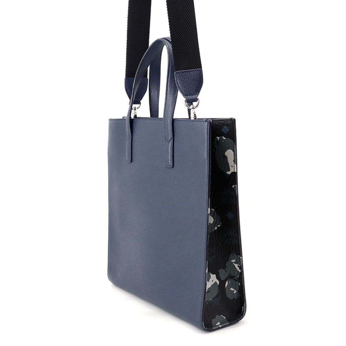 Mcm Navy Leather Handbag Tote Bag (Pre-Owned)
