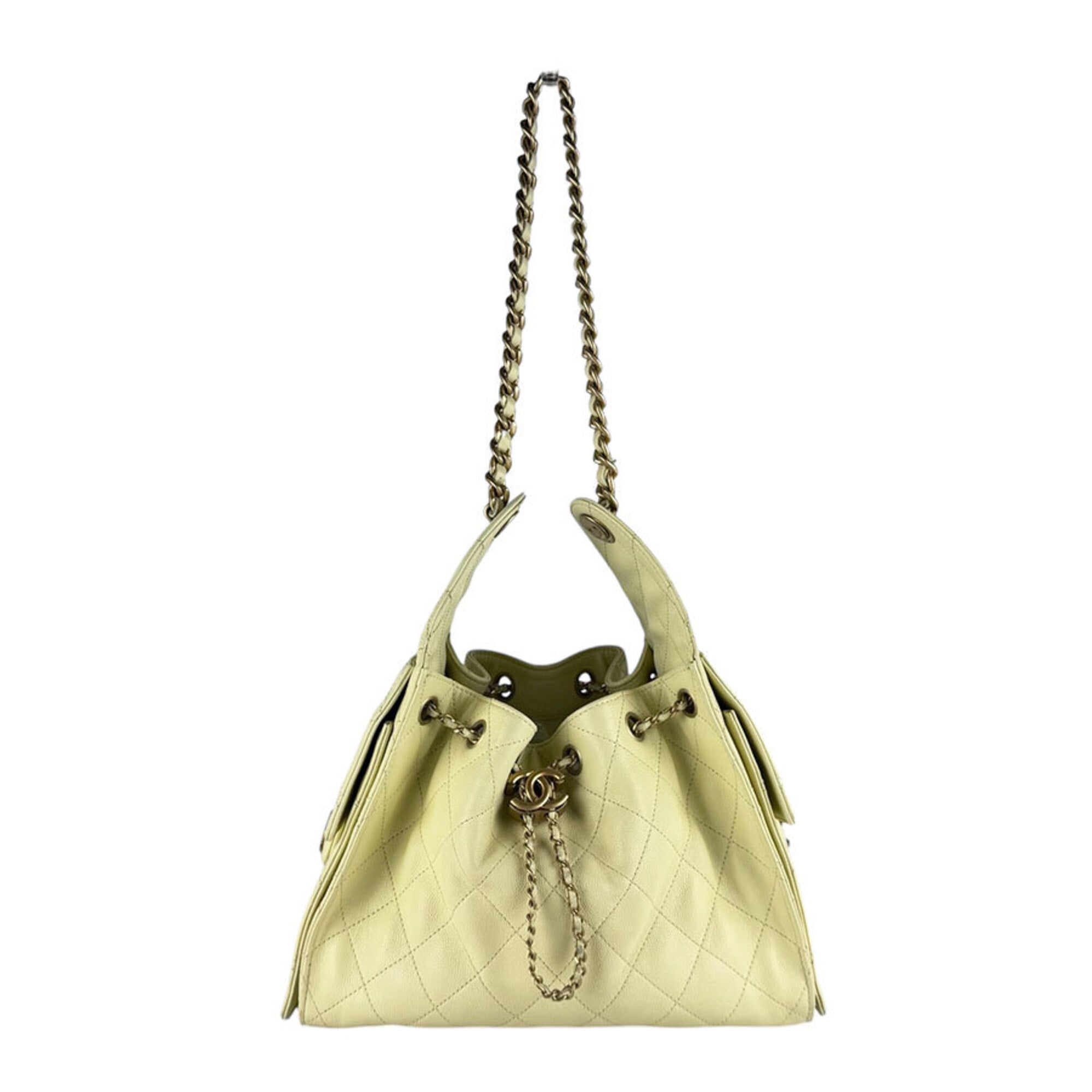Chanel Yellow Grained Calfskin Shoulder Bag (Pre-Owned)