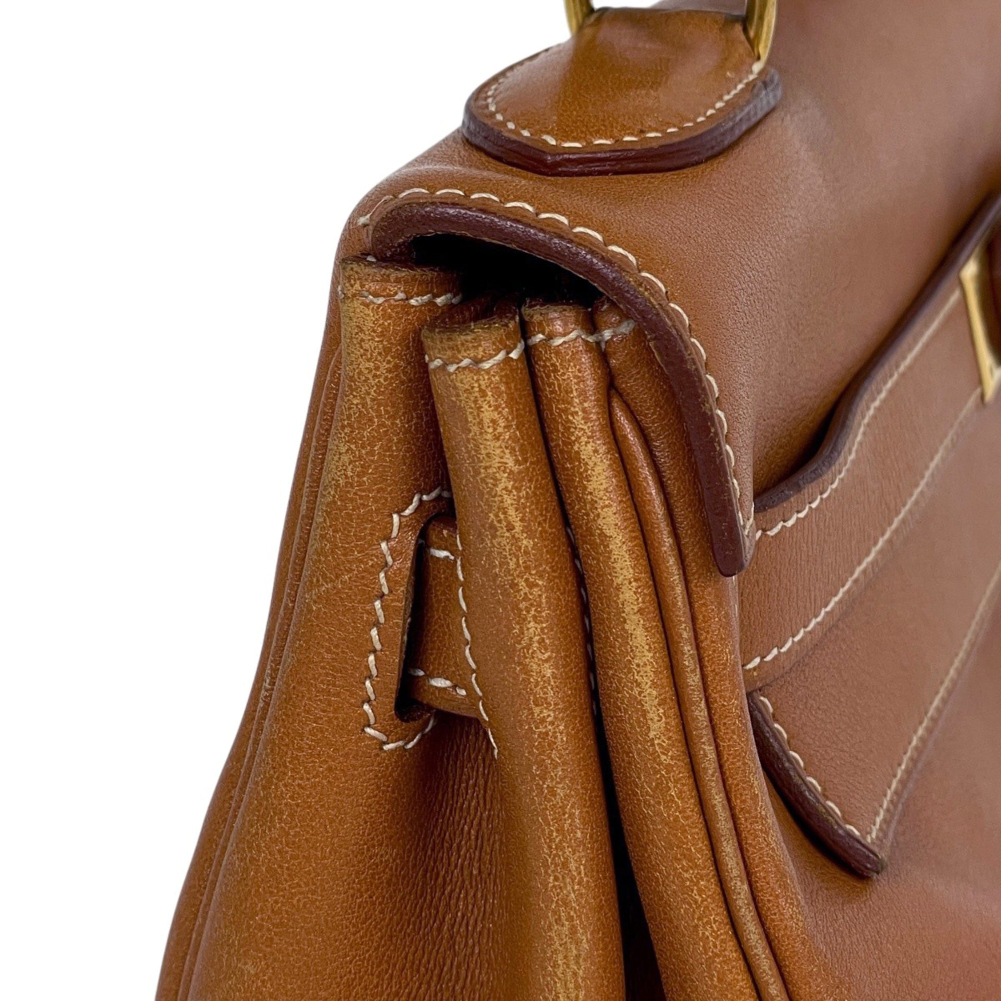 Hermes Kelly Brown Gulliver Leather Handbag (Pre-Owned)